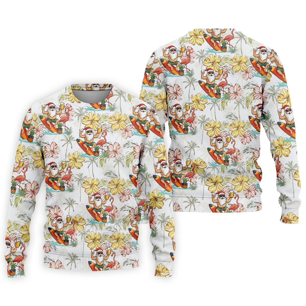 Surfing Santa Tropical Christmas Golf Polo Shirt, Golf Shirts For Men, Printed Golf Shirts
