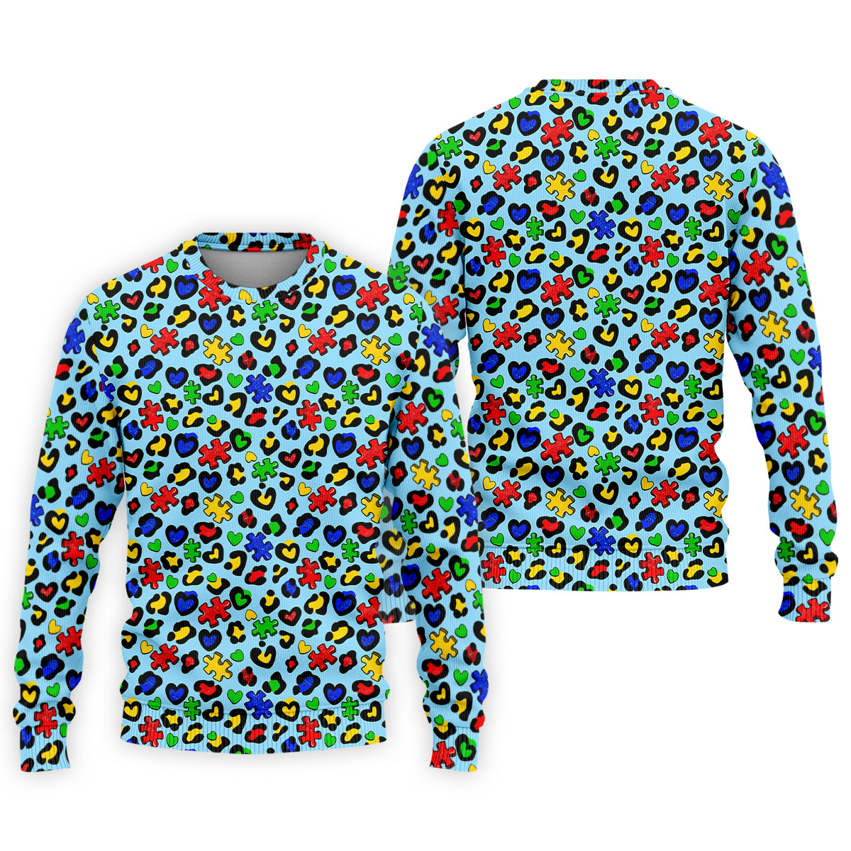 Autism Awareness Color Leopard Pattern Blue Golf Shirt, Golf Tops For Men, Polo Shirts For Men, Golf Shirts For Men