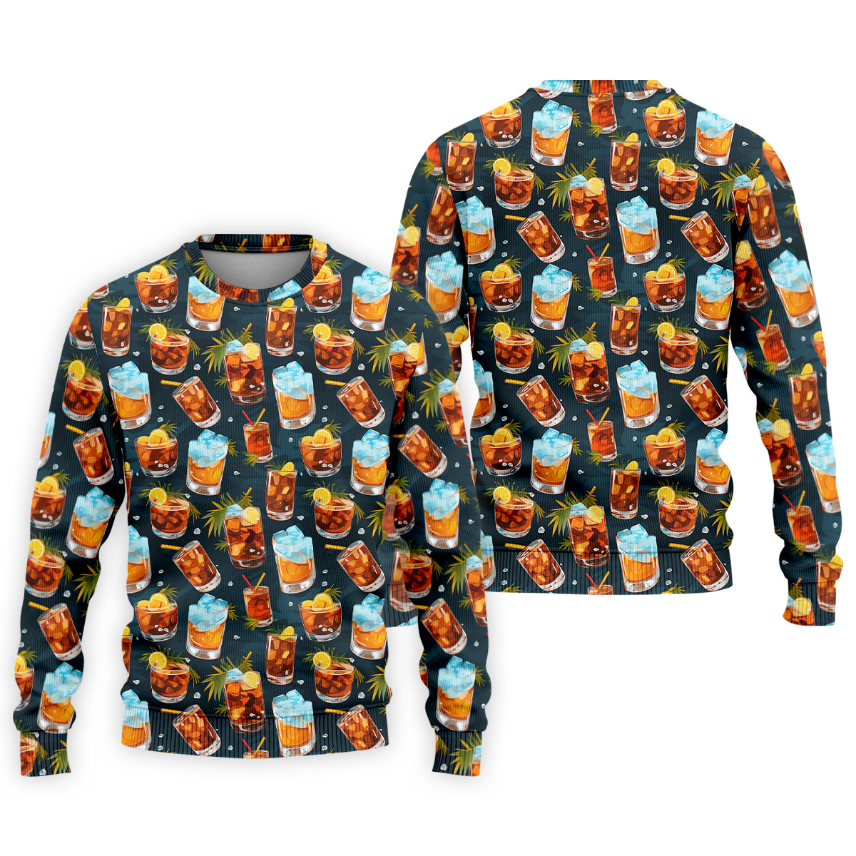 Summer Cocktail Pattern Hawaiian Golf Shirt, Mens Golf Apparel, Golf Polo Shirts For Men