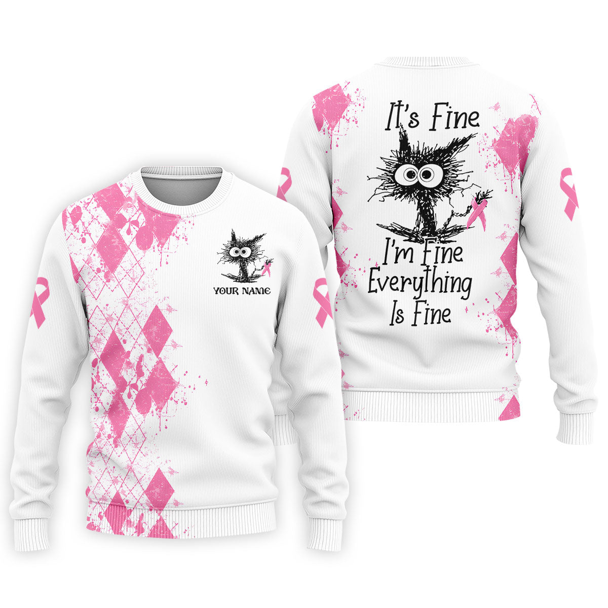 Custom Im Fine Everything Is Fine Breast Cancer Polo Shirt, Mens Golf Shirts, Mens Polo Shirts