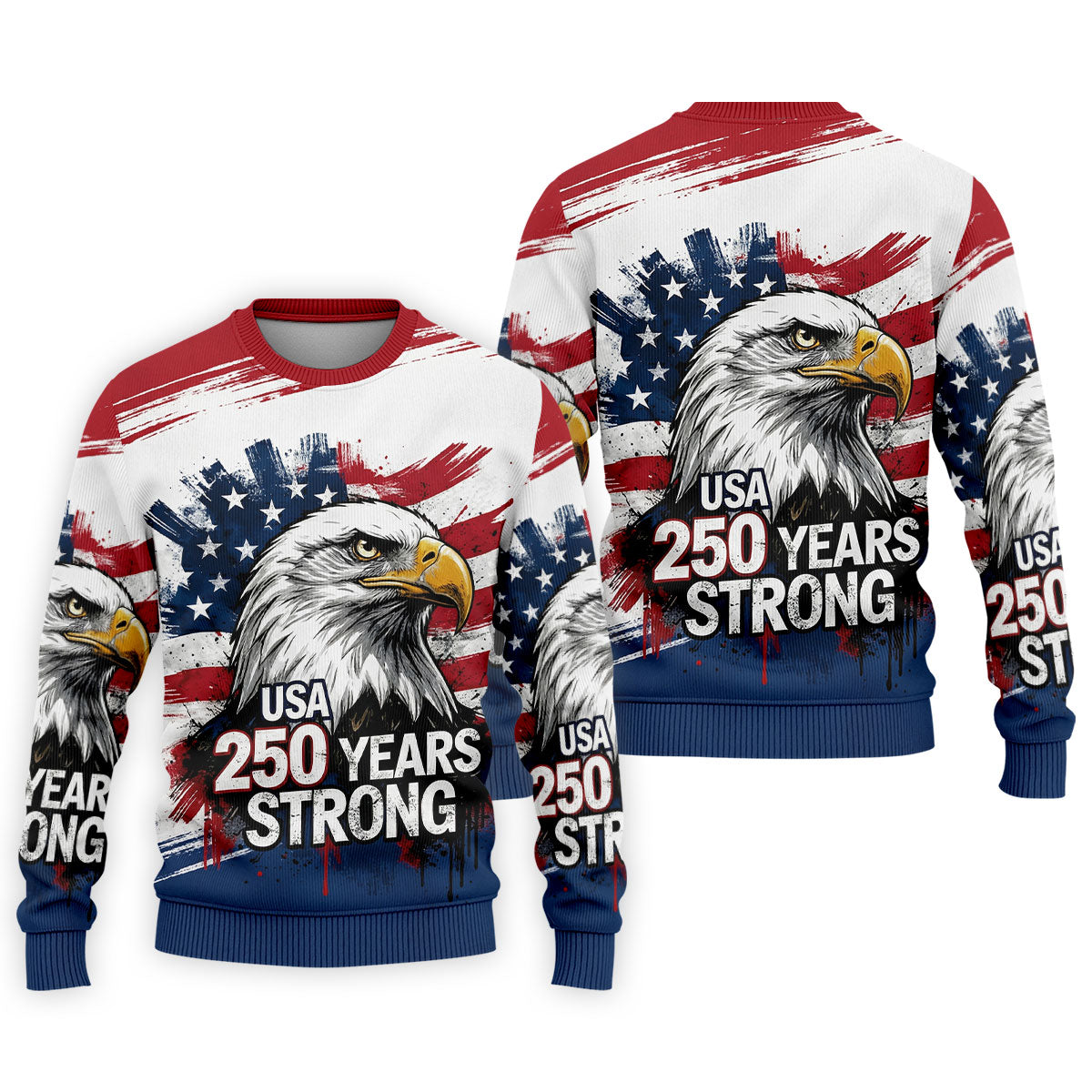 USA 250 Years Strong Bald Eagle American Flag Golf Shirt, Patriotic 4th Of July Golf Shirts For Men