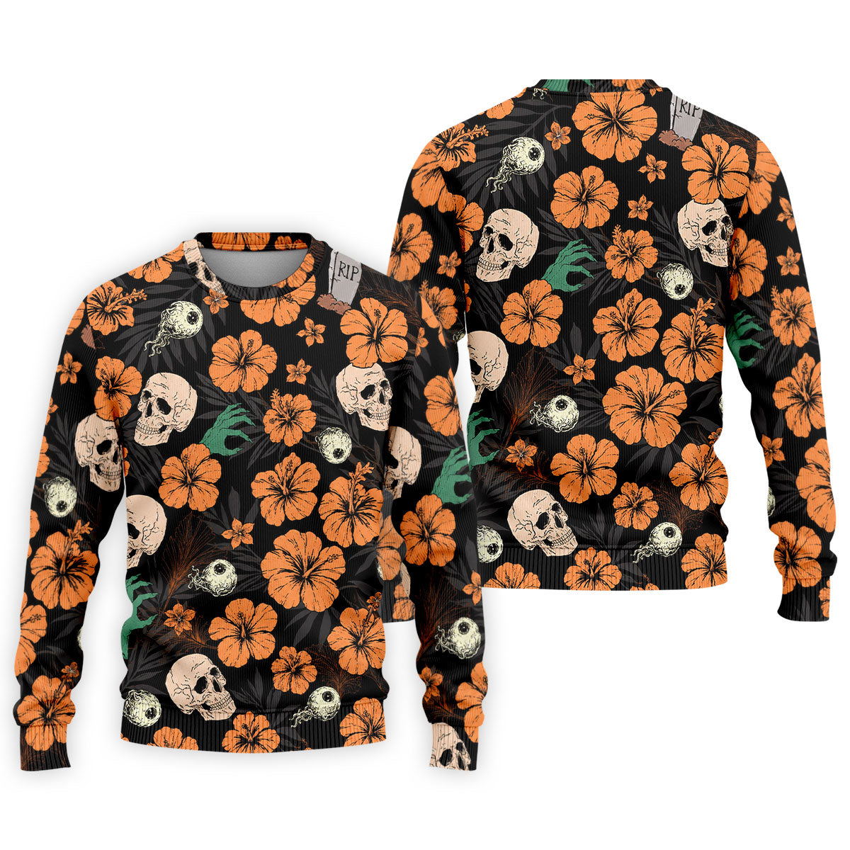 Halloween Skull Hibiscus Floral Pattern Golf Polo Shirt, Golf Polo Shirts For Men, Mens Golf Apparel