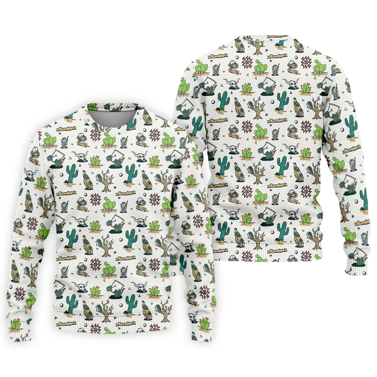 White Desert Golf Icons Pattern Golf Polo Shirt, Hawaiian Golf Shirt, Golf Polo Shirts For Men
