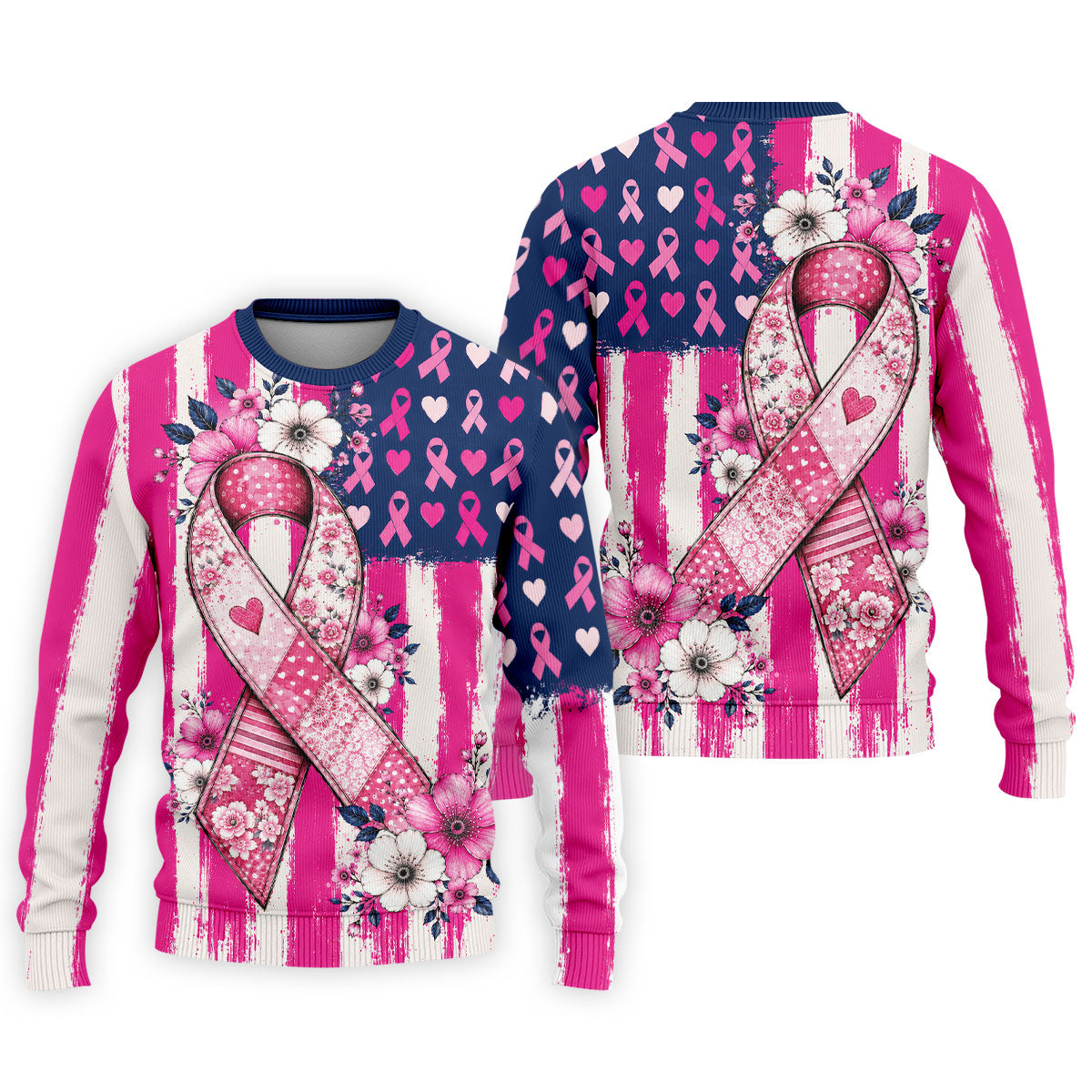 American Flag Pink Breast Cancer Awareness Golf Polo Shirt, Mens Golf Polo, Golf Shirts For Men
