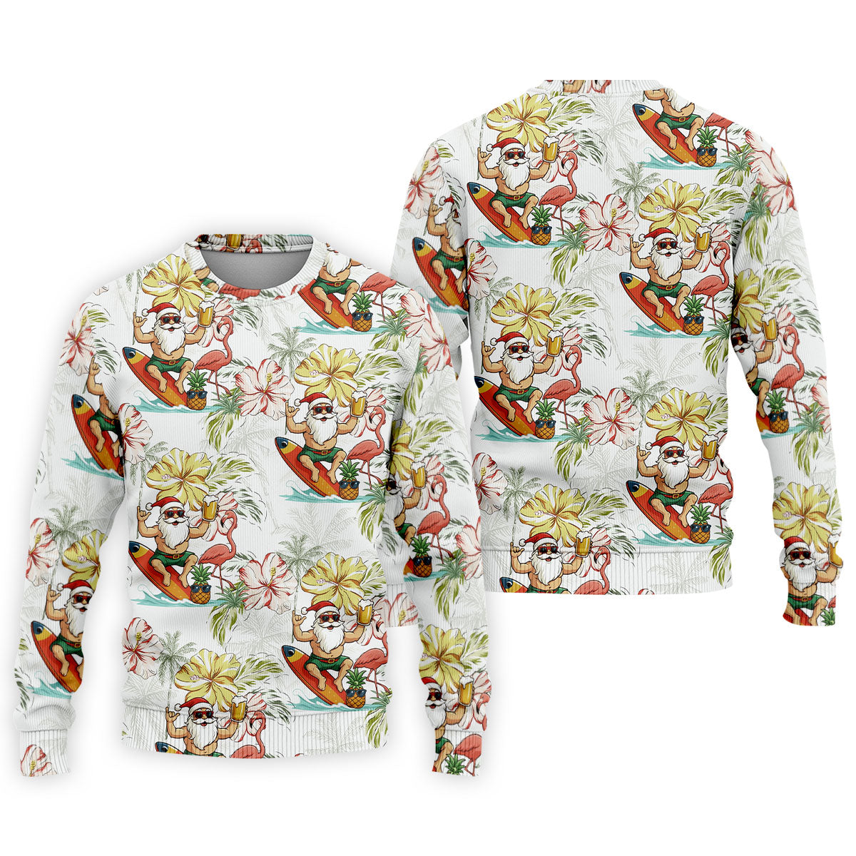 Surfing Santa Hawaiian Golf Shirt, Fun Men's Golf Polos, Christmas Golf Shirt, Golf Gift For Men