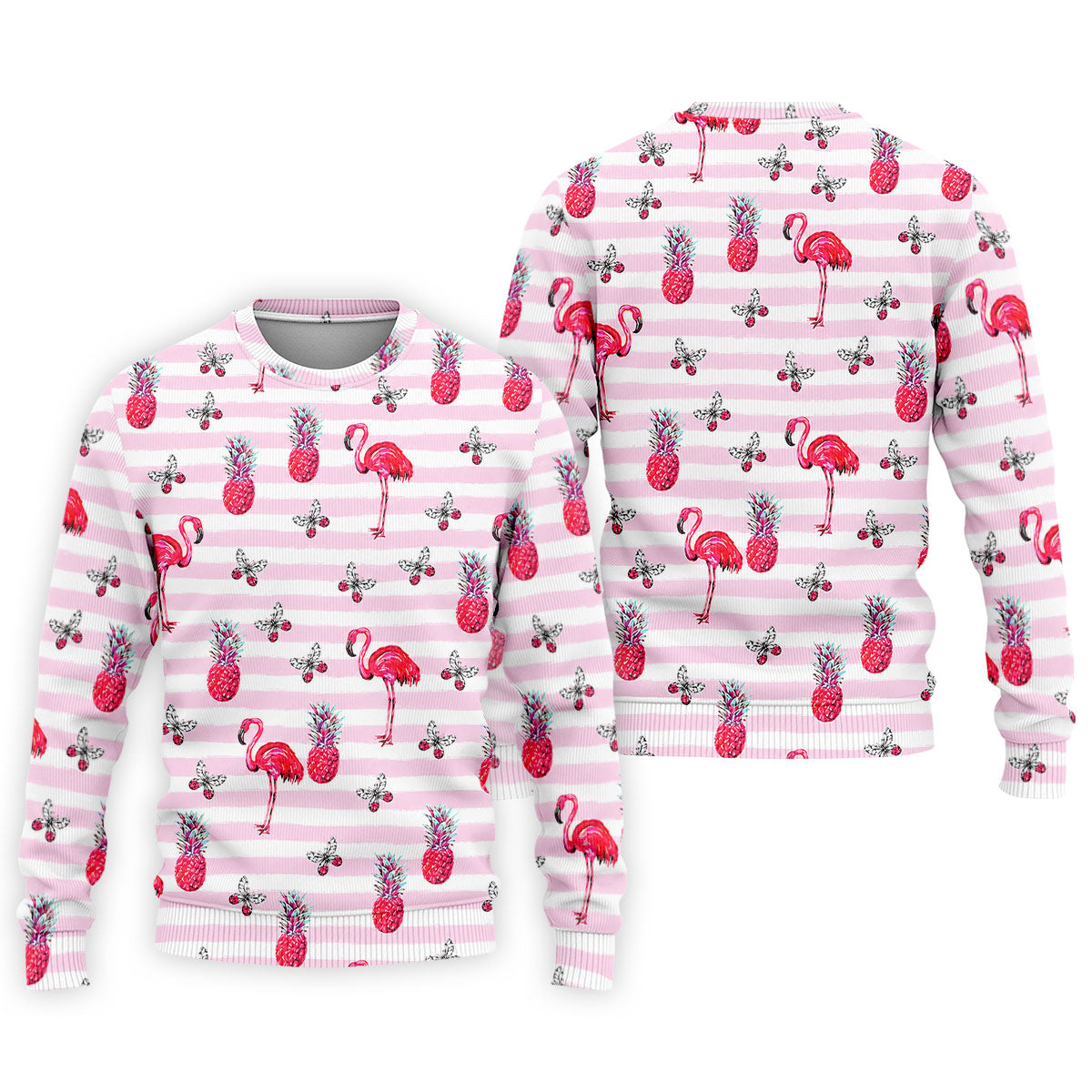 Pink Flamingo Pineapple Hawaiian Golf Polo Shirt, Polo Shirts For Men, Printed Golf Shirts