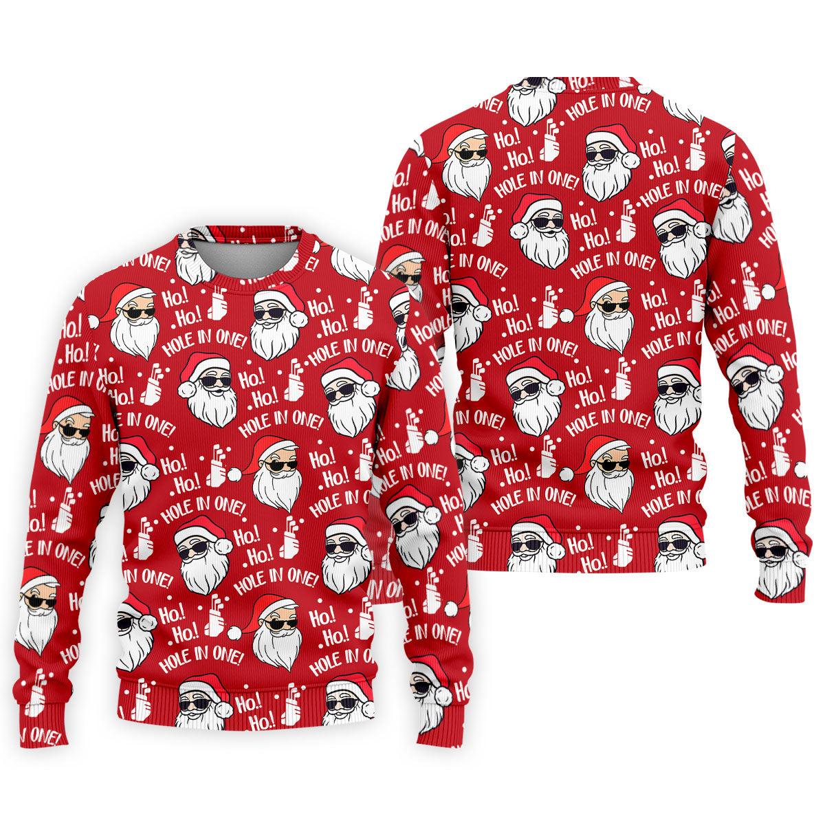 Ho Ho Hole In One Funny Santa Red Christmas Golf Tops For Men, Christmas Golf Shirt, Polo Shirts For Men