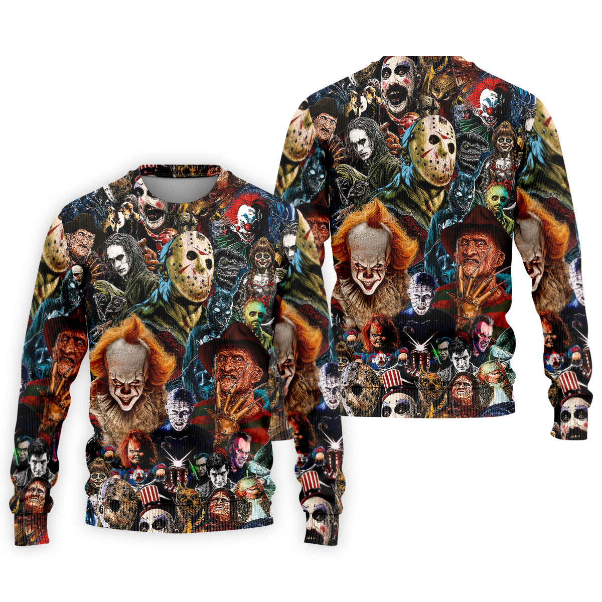 Iconic Horror Character Legends Collage Golf Polo Shirt, Mens Golf Shirts, Printed Golf Shirts