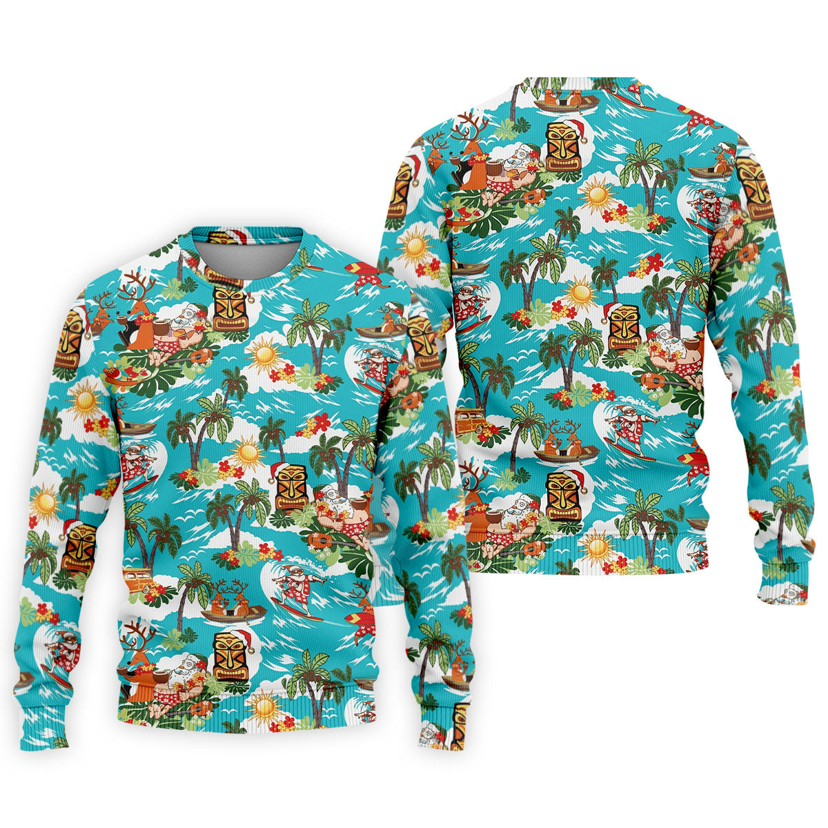 Men's Funny Surfing Santa Hawaiian Golf Shirt, Christmas Golf Shirt, Printed Golf Shirts