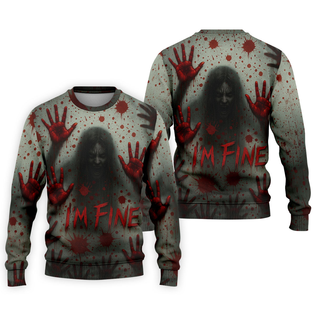 I'm Fine Horror Blood Hand Ghost Halloween Golf Polo Shirt, Printed Golf Shirts For Men