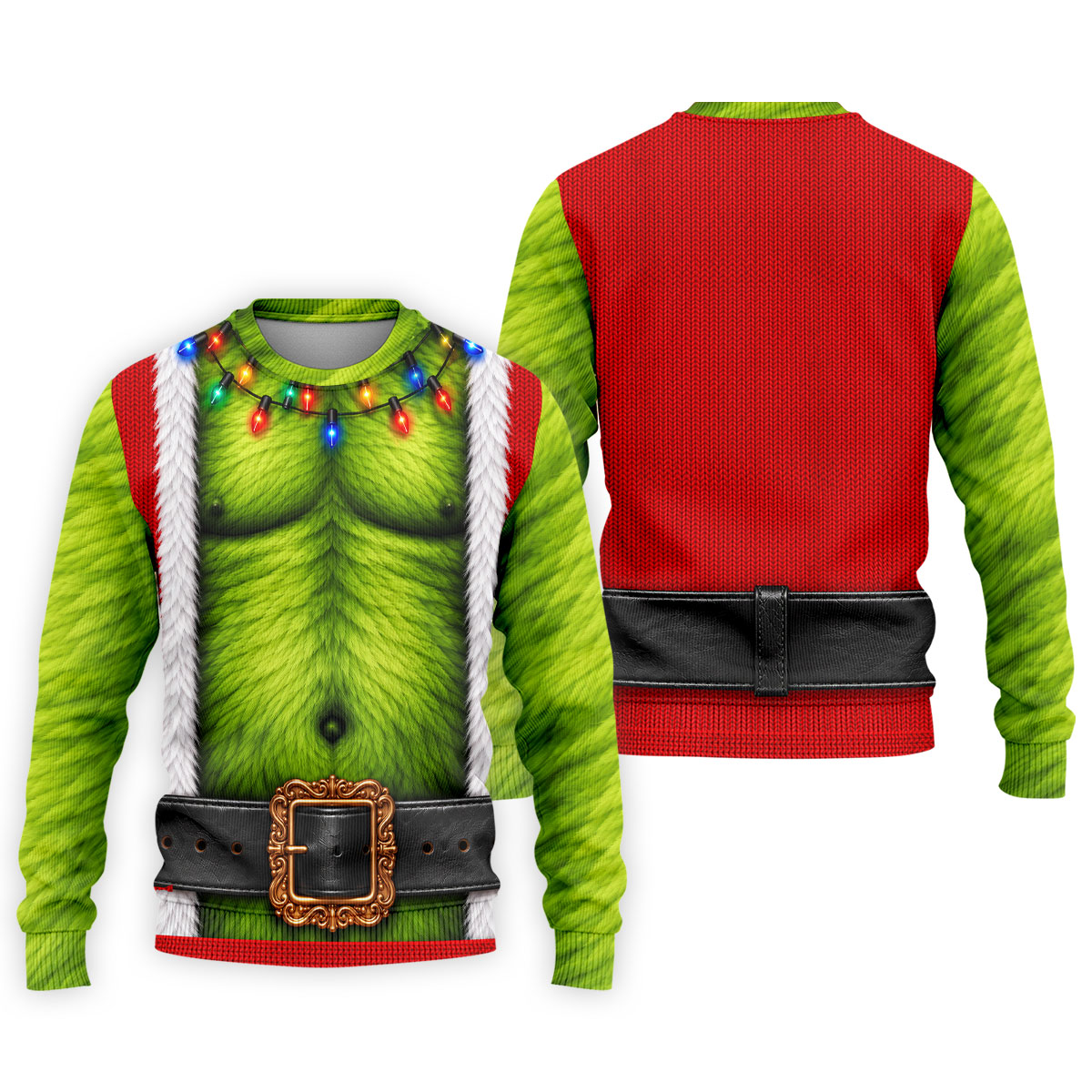 Green Furry Christmas Lights Golf Polo Shirt, Christmas Golf Shirt, Mens Golf Apparel