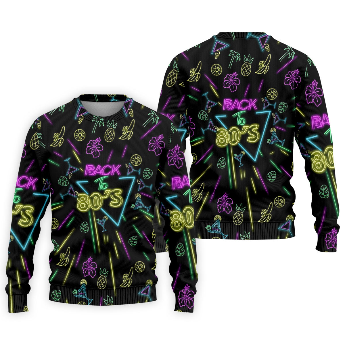 Back To 80's Neon Pattern Hawaiian Golf Shirt, Tropical Vibe Men's Funny Golf Shirts