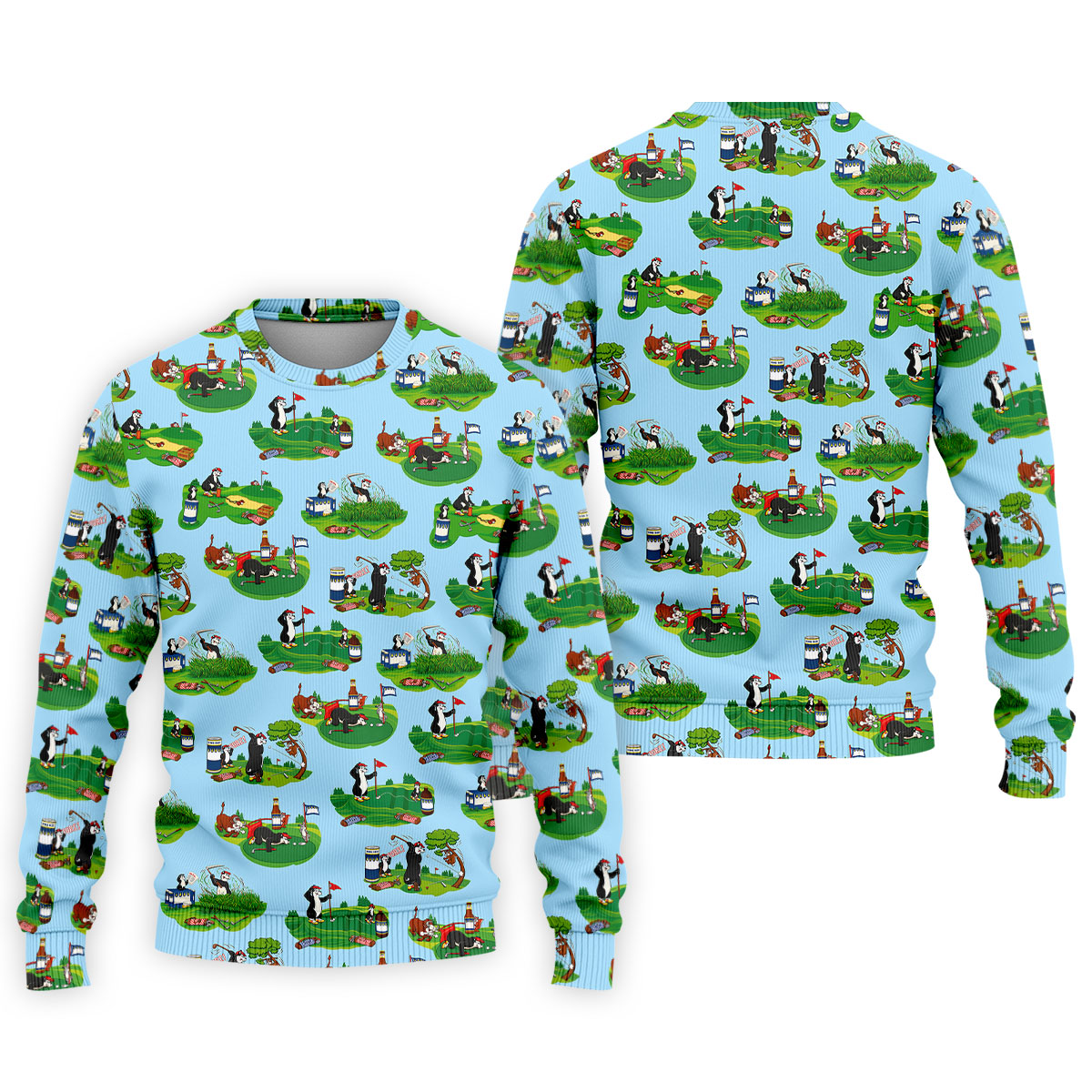 Funny Golf Gopher Cartoon Pattern Golf Polo Shirt, Men's Golf Shirt, Golf Apparel For Men