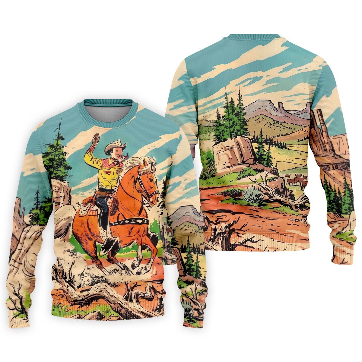 Vintage Cowboy Horse Riding Golf Polo Shirt, Mens Golf Polo, Golf Apparel For Men