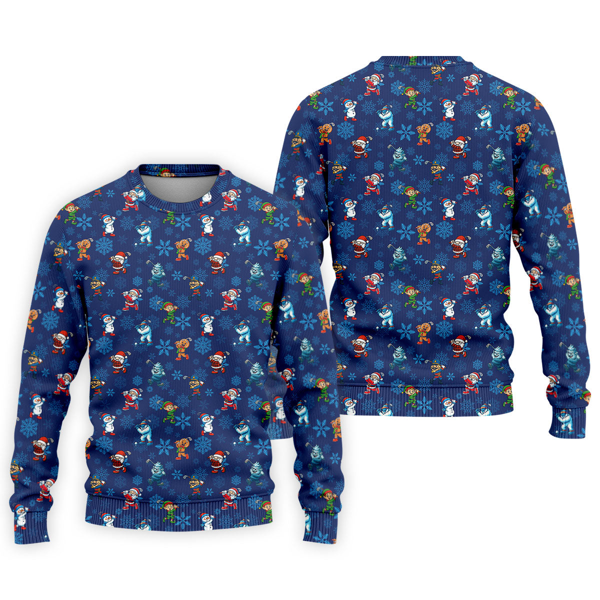 Funny Christmas Characters Golf Pose Navy Golf Shirt, Christmas Golf Shirt, Polo Shirts For Men