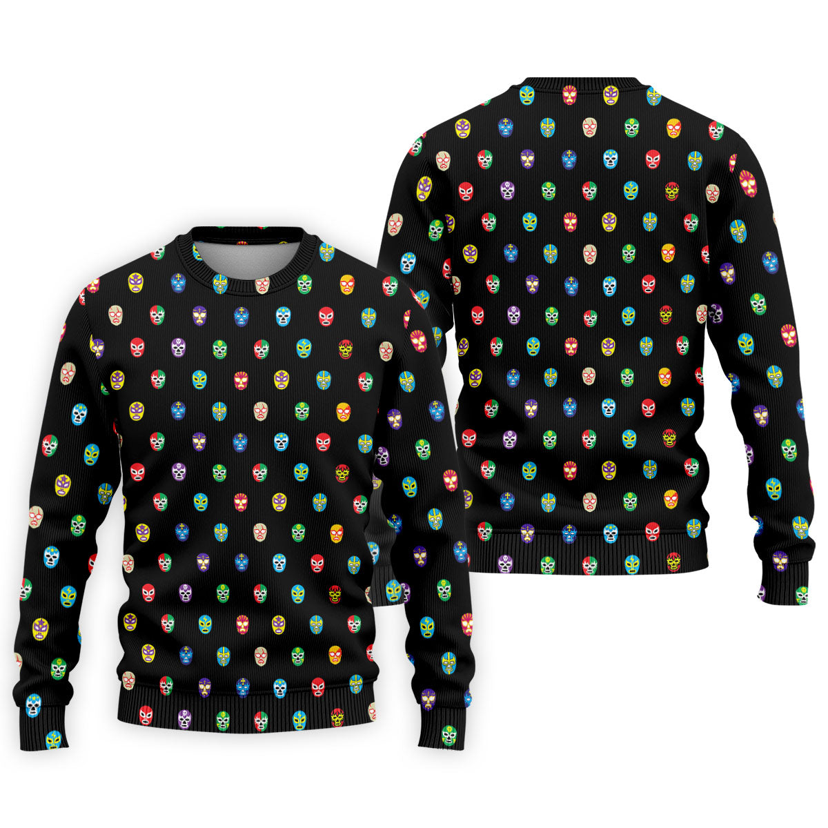 Colorful Retro Mask Print Golf Polo Shirt, Golf Shirts For Men, Printed Golf Shirts