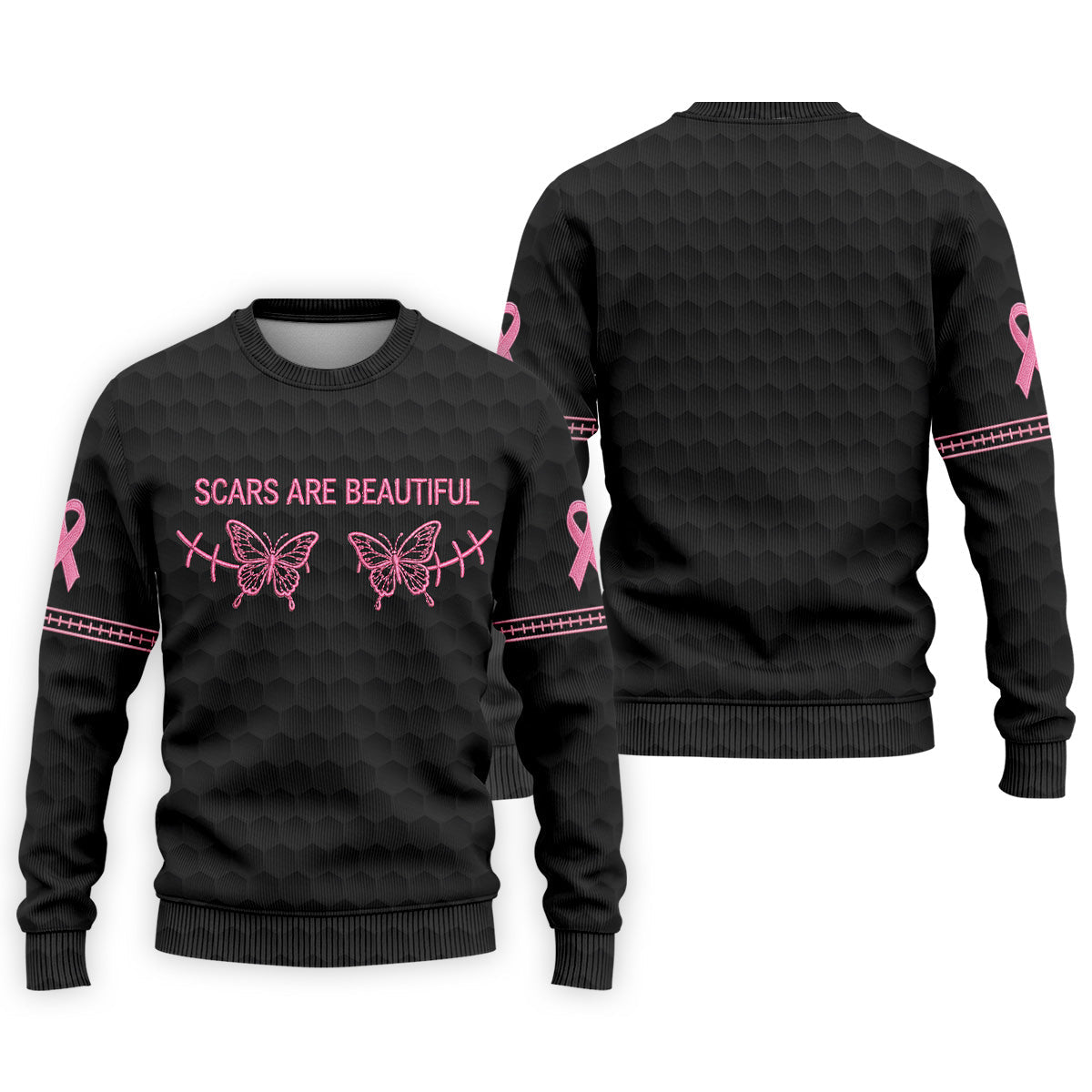Scars Are Beautiful Ribbon Breast Cancer Polo Shirt, Men's Golf Shirt, Mens Golf Polo