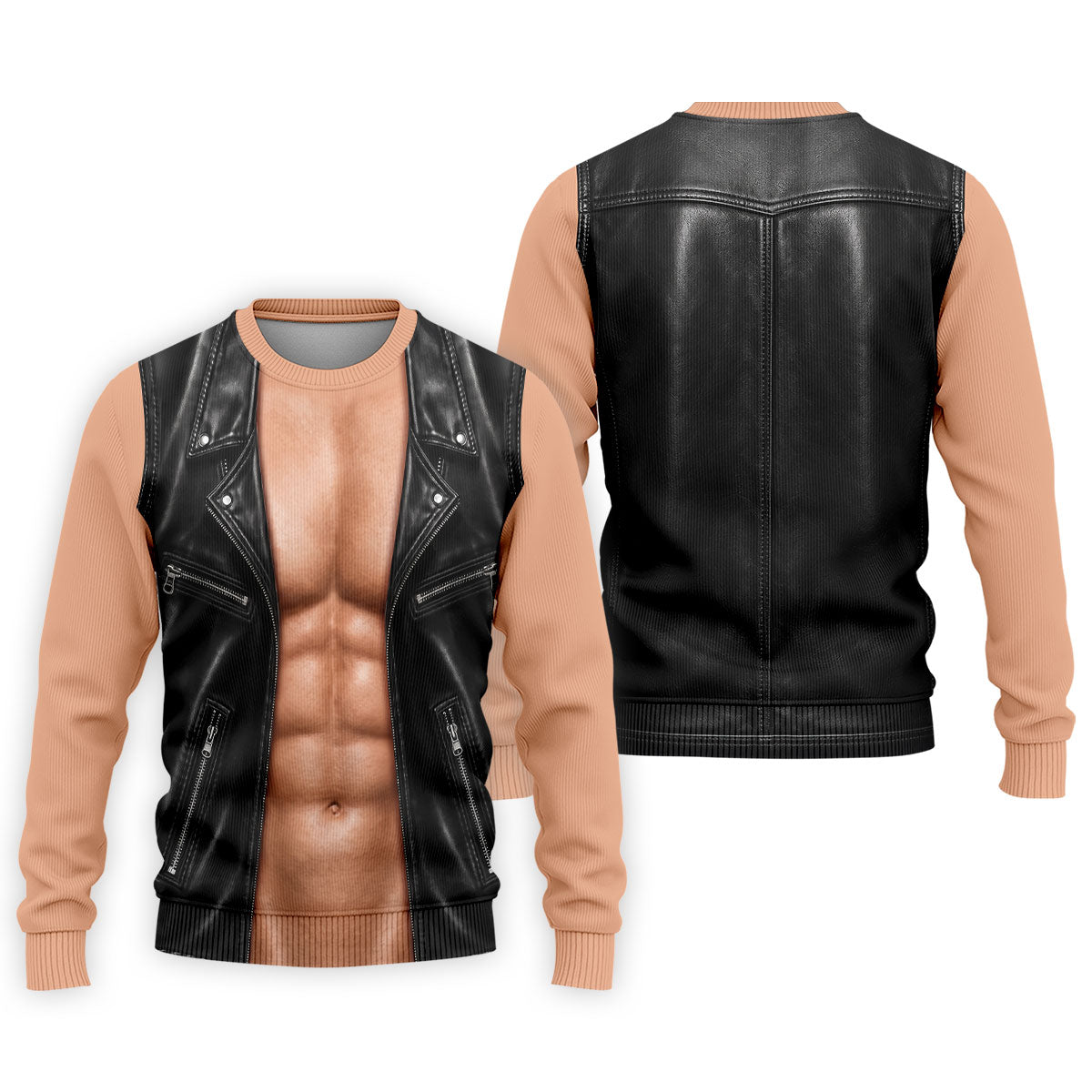 Black Leather Vest Illusion Golf Polo Shirt, Men's Golf Shirt, Golf Polo Shirts For Men