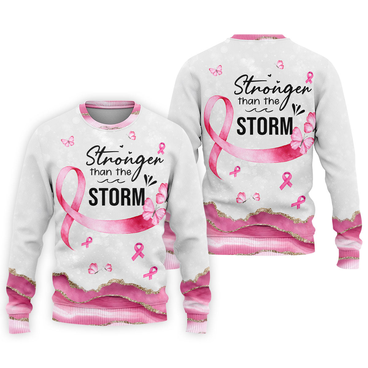 Stronger Than The Storm Breast Cancer Polo Shirt, Men's Golf Shirt, Printed Golf Shirts