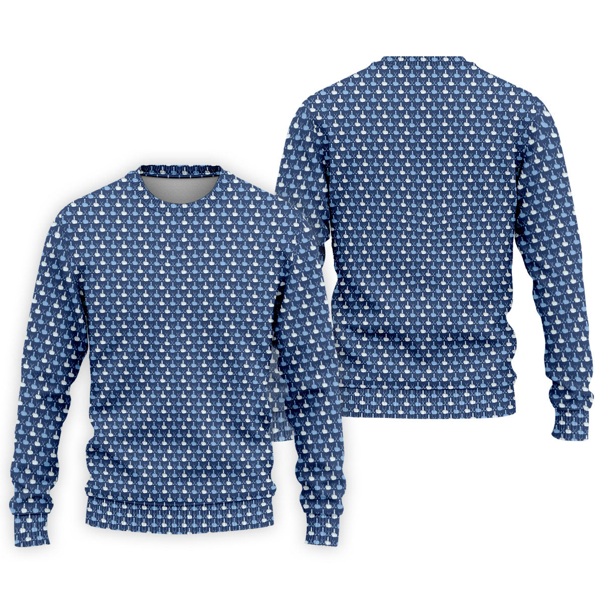 Blue Funny Middle Finger Golf Pattern Polo Shirt, Golf Polo Shirts For Men, Mens Golf Apparel