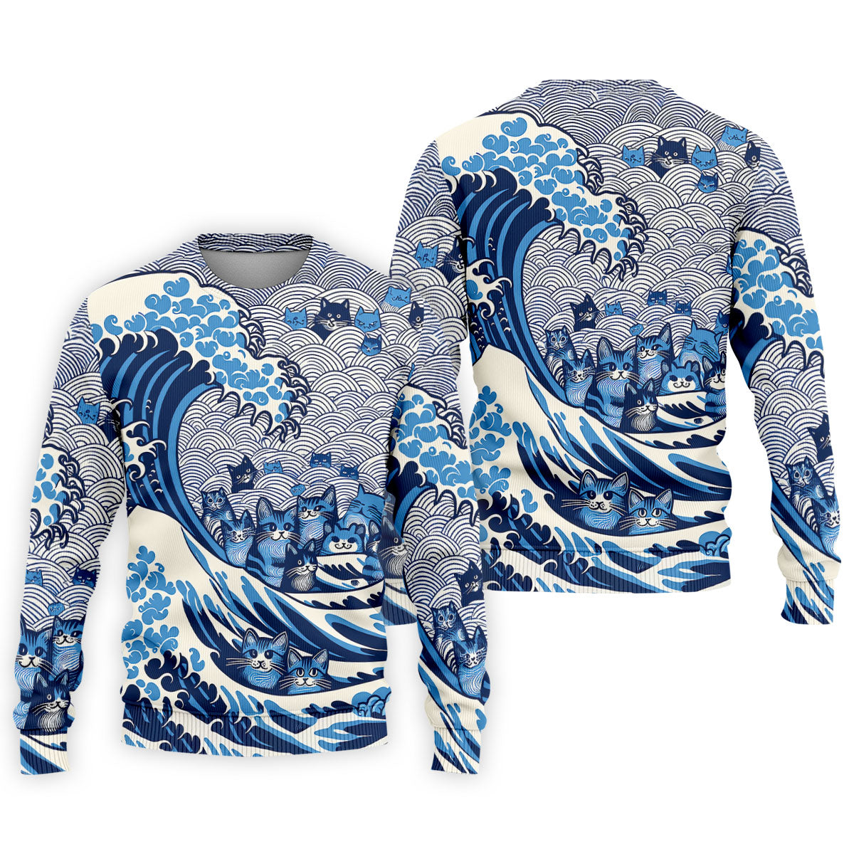 Japanese Wave Cat Hawaiian Golf Shirt, Golf Shirts For Men, Mens Golf Apparel