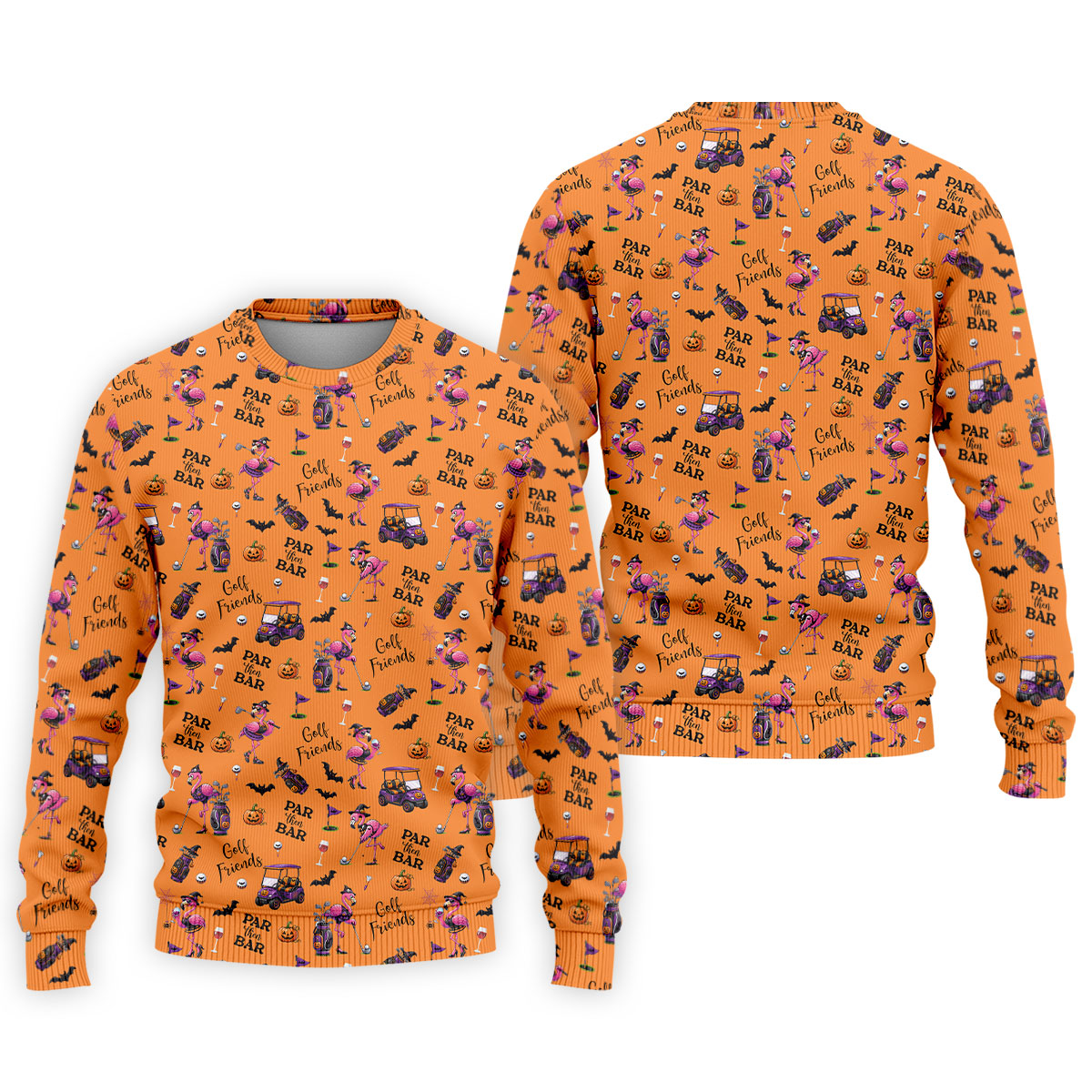 Orange Par Then Bar Flamingo Halloween Shirt, Golf Polo Shirts For Men, Printed Golf Shirts