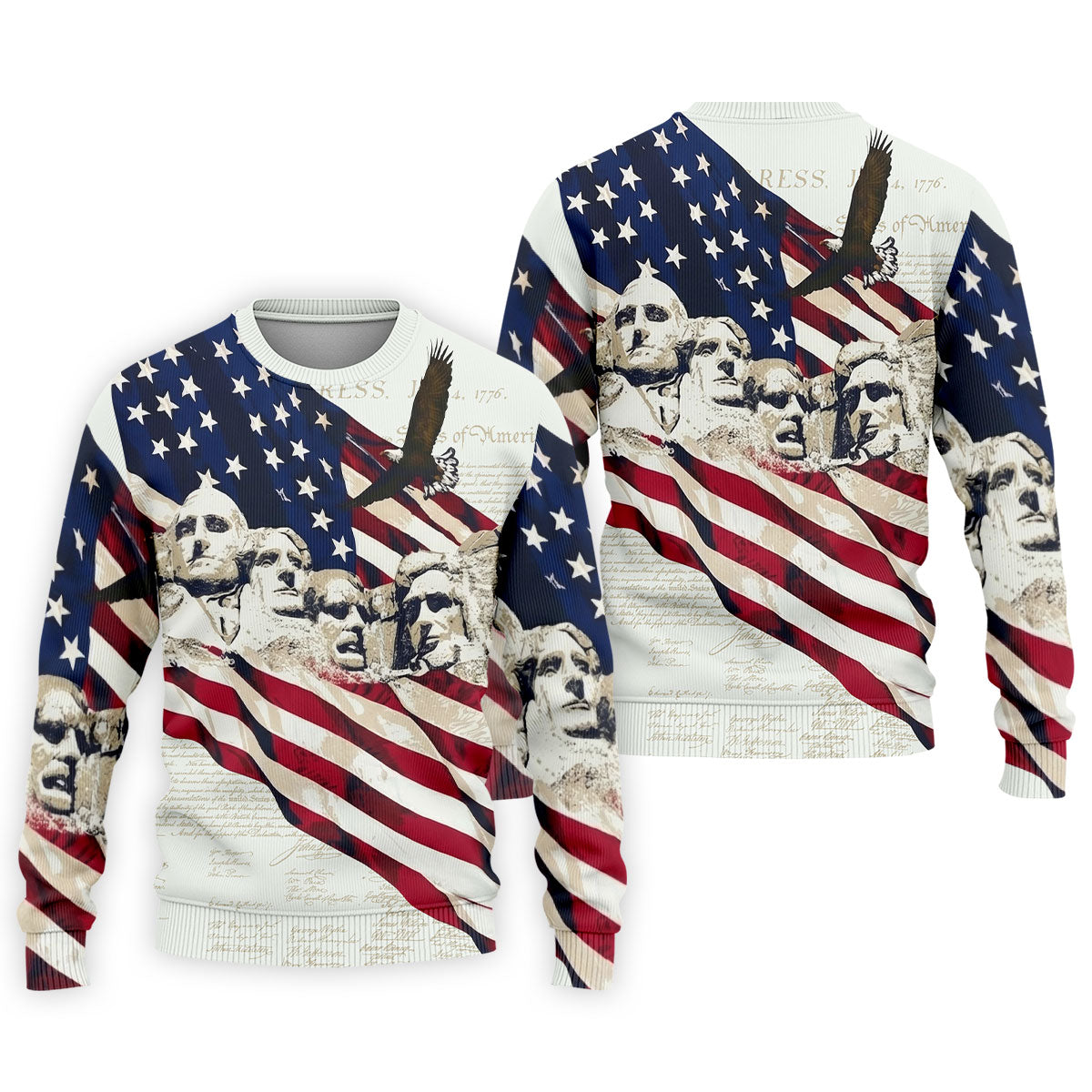 Mount Rushmore American Flag Pattern 4th Of July Patriotic Golf Shirt, 250th Anniversary Golf Shirts For Men