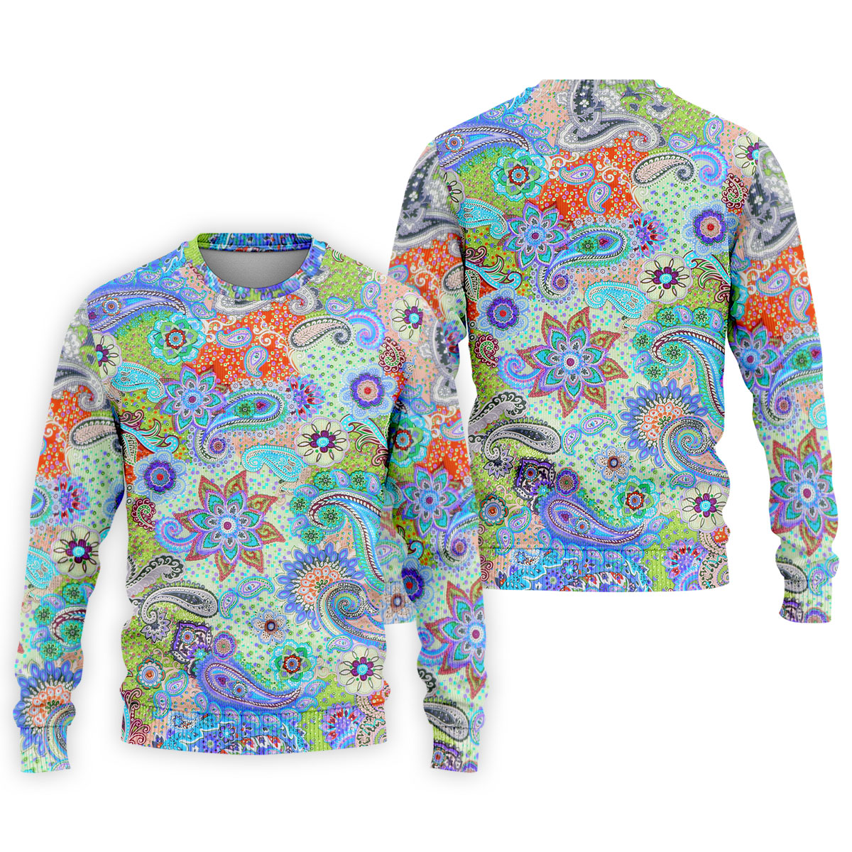 Colorful Boho Paisley Floral Pattern Golf Polo, Hawaiian Golf Shirt, Golf Apparel For Men