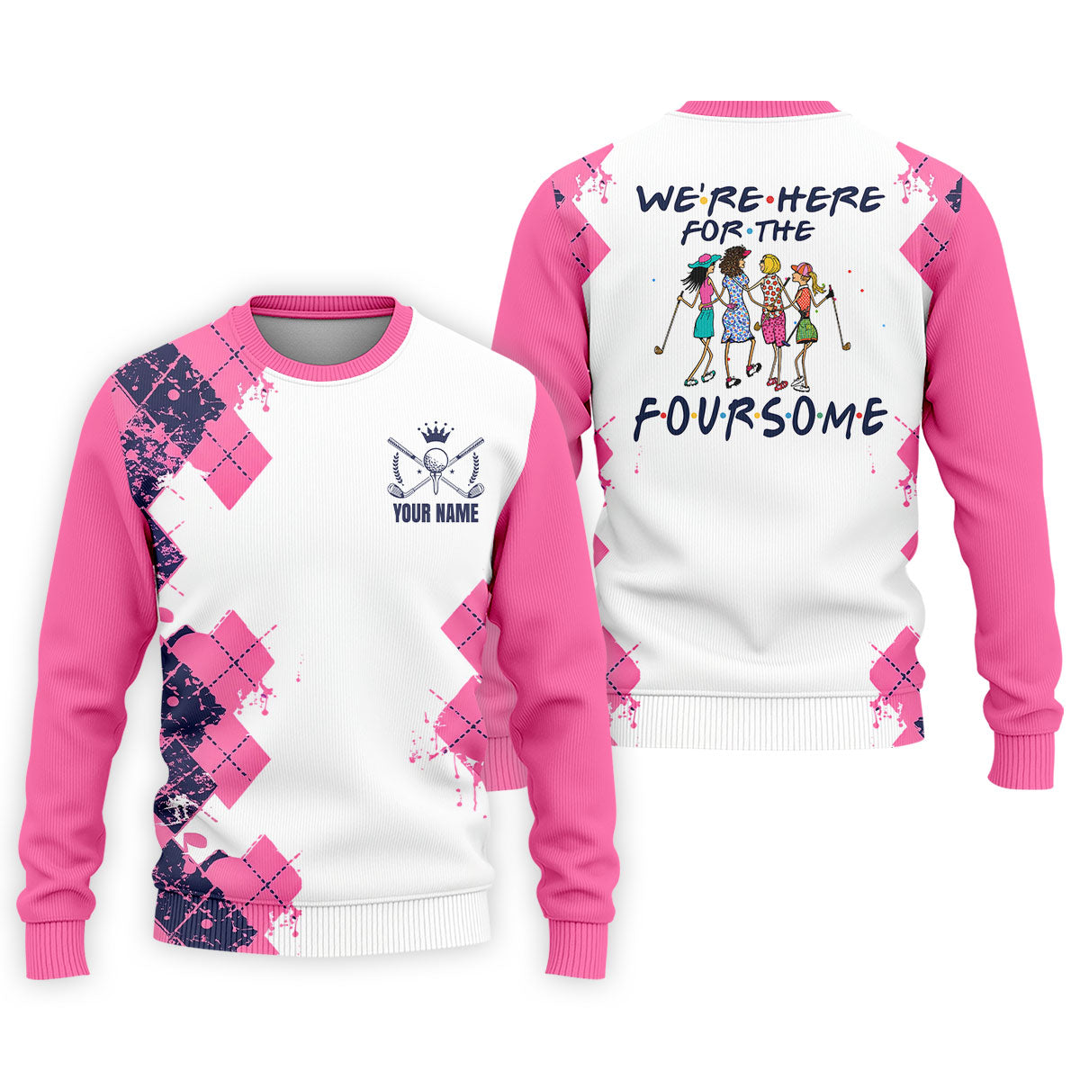 Personalized Pink Paint Splash Golf Shirt, Men's Golf Shirt, Golf Apparel For Men