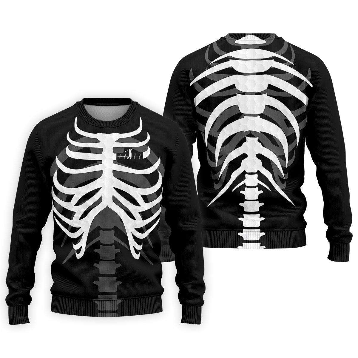 X-Ray Skeleton Rib Cage Halloween Golf Polo Shirt, Mens Golf Polo, Mens Golf Shirts