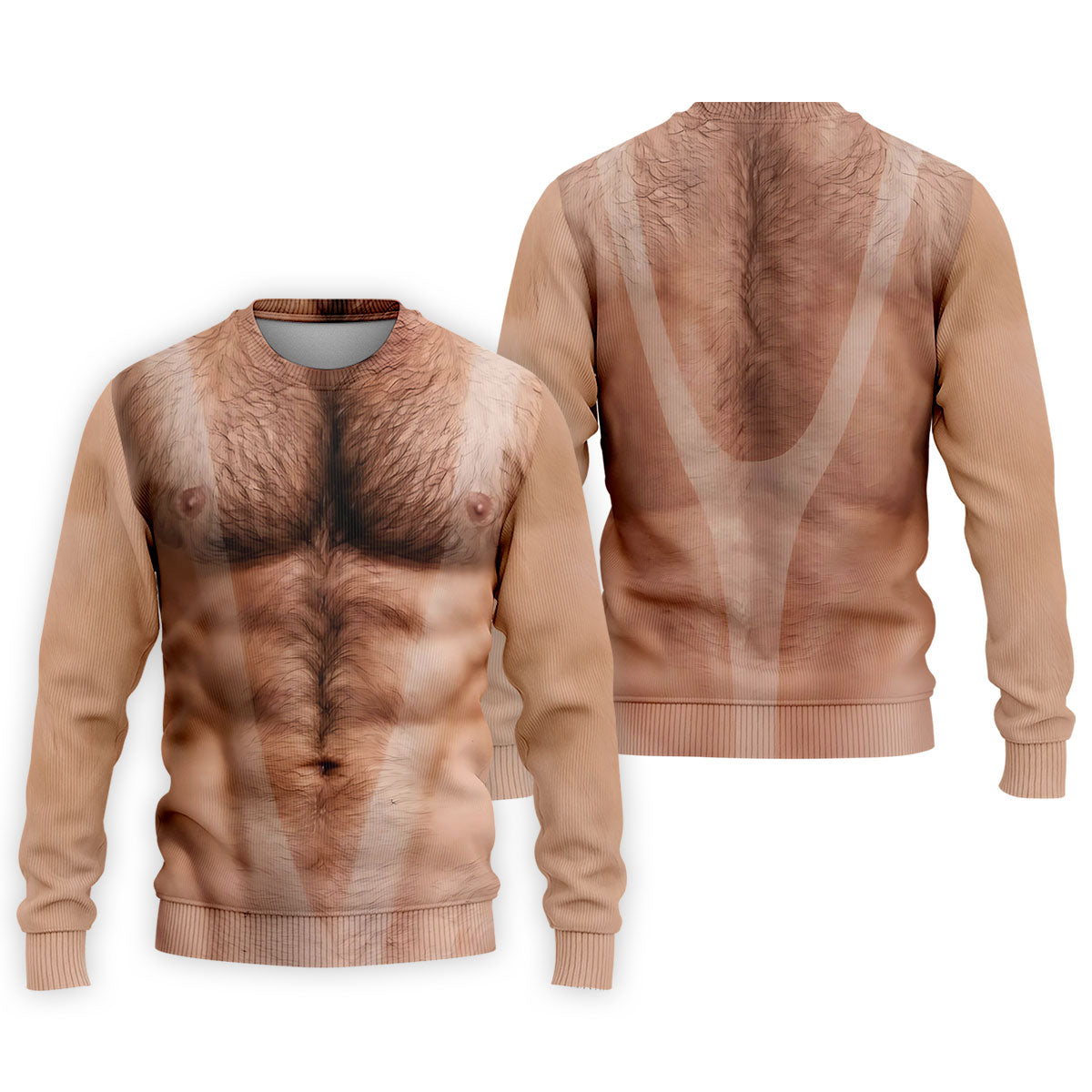 Funny Hairy Man Body Illusion Design Hawaiian Golf Shirt, Golf Shirts For Men, Polo Shirts For Men