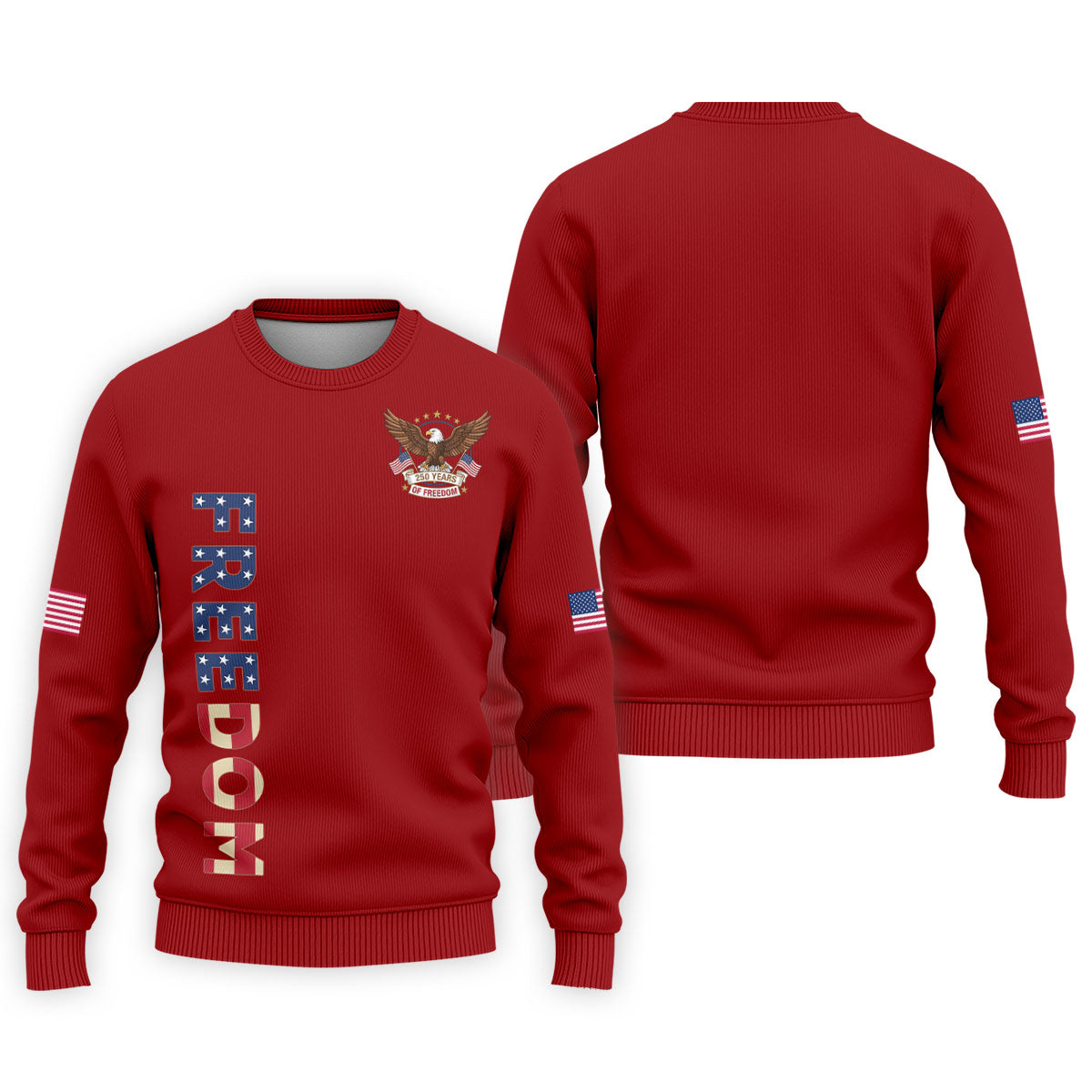 250 Years Of Freedom US Flag Logo Red Golf Shirt, Patriotic 4th Of July Golf Shirts For Men