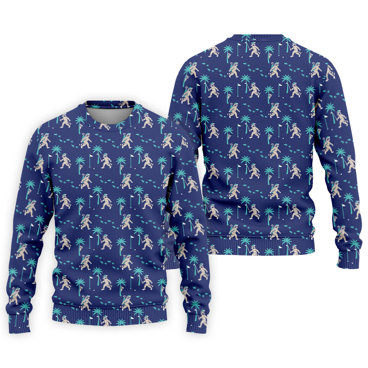 Funny Raccoon Tropical Golf Pattern Polo Shirt, Men's Golf Shirt, Golf Apparel For Men