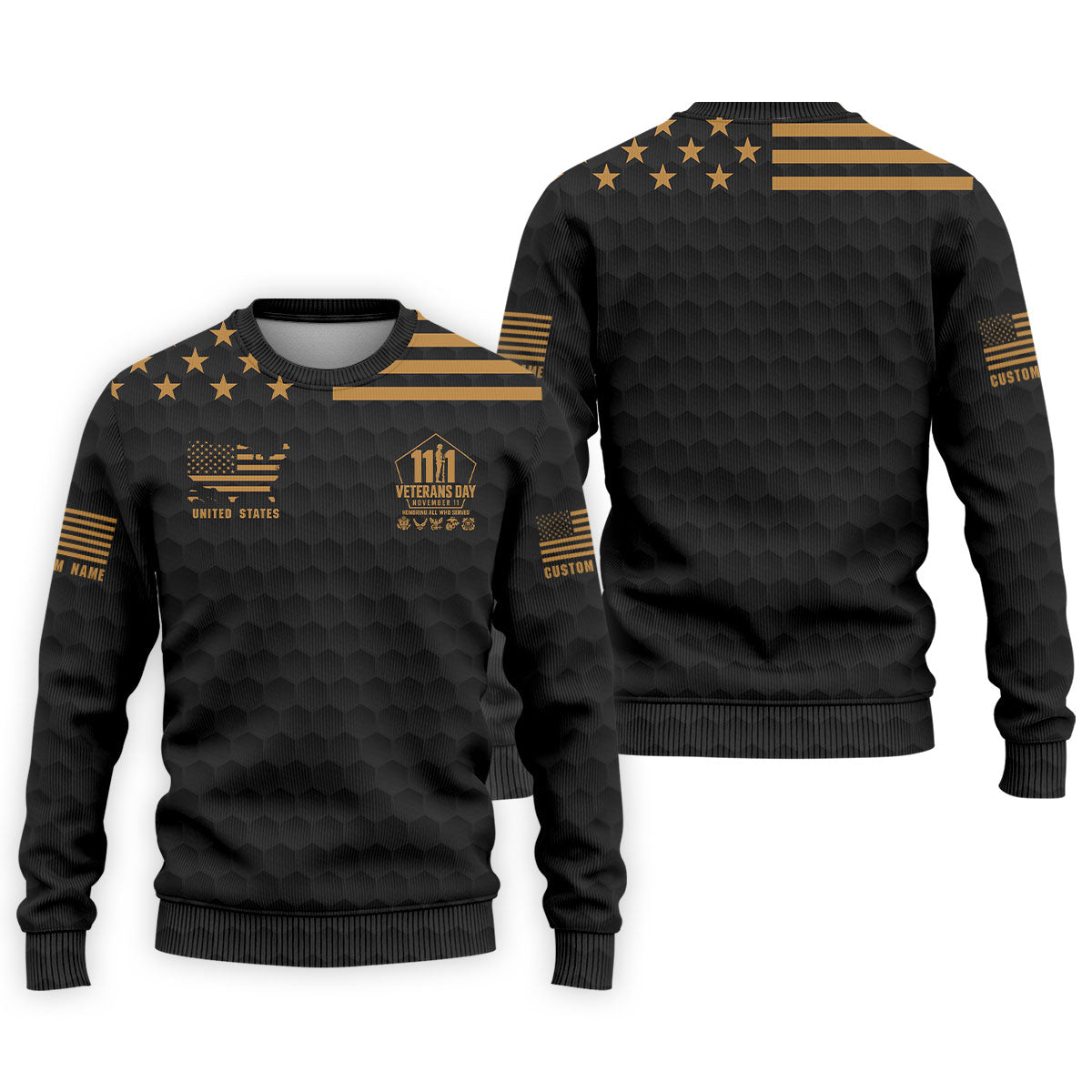 Custom Name Gold Star Veterans Day Polo Shirt, Mens Golf Shirts, Golf Apparel For Men