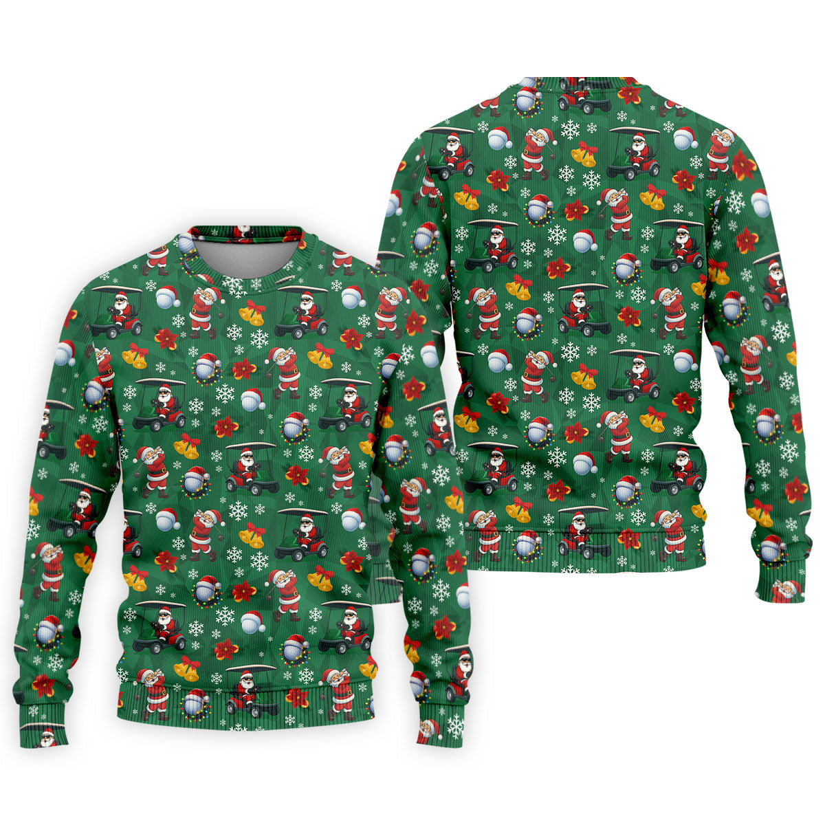 Santa Christmas Green Golf Polo, Fun Men's Golf Polos, Christmas Golf Shirt, Golf Shirts For Men