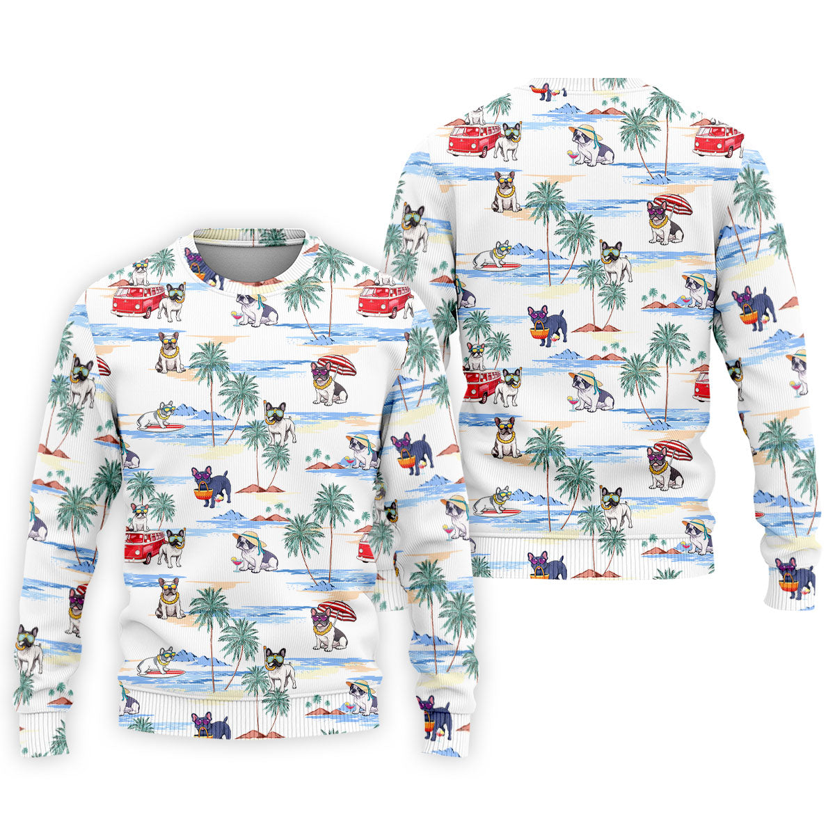 French Bulldog Beach Vacation Hawaiian Golf Polo Shirt, Mens Golf Shirts, Golf Apparel For Men