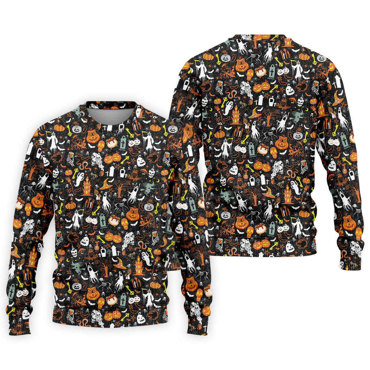 Trick or Treat Spooky Ghost Pumpkin Men's Golf Shirt, Halloween Golf Shirt, Fun Golf Shirts For Mens