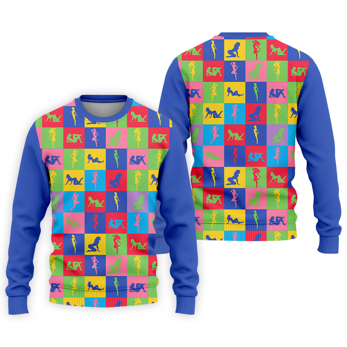 Colorful Pin Up Silhouette Pop Art Golf Polo Shirt, Men's Golf Shirt, Golf Shirts For Men