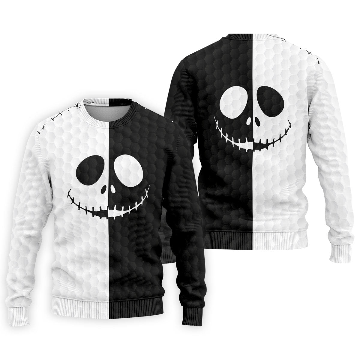 Black White Skull Face Halloween Golf Polo Shirt, Mens Golf Shirts, Golf Polo Shirts For Men
