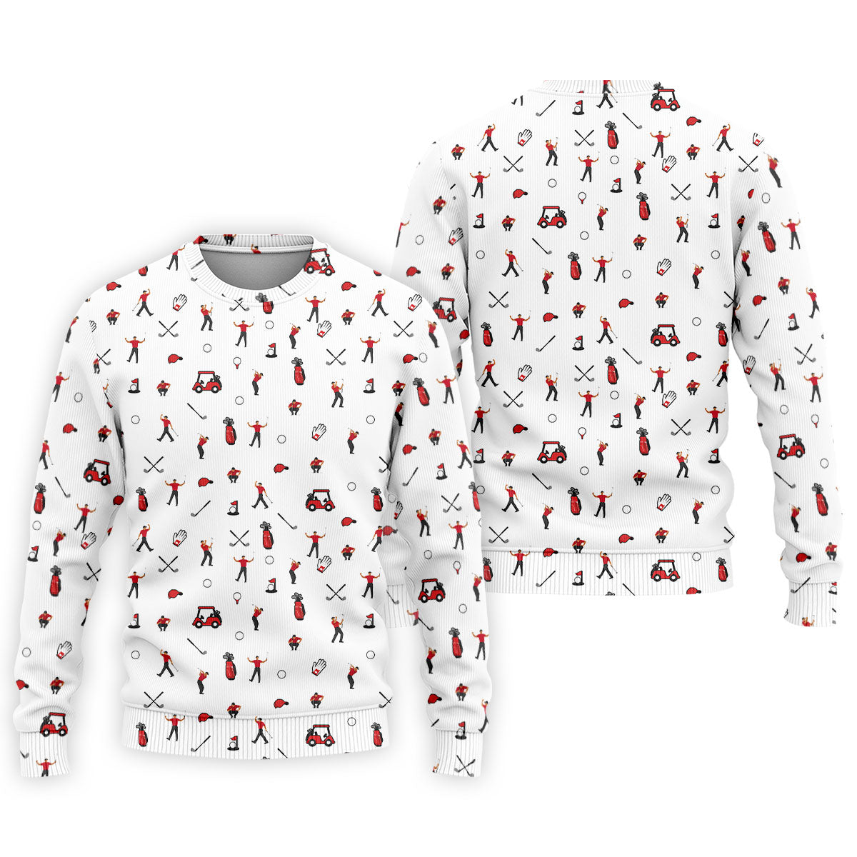 Golf Player Pattern Polo Shirt, Golf Polo Shirts For Men, Printed Golf Shirts