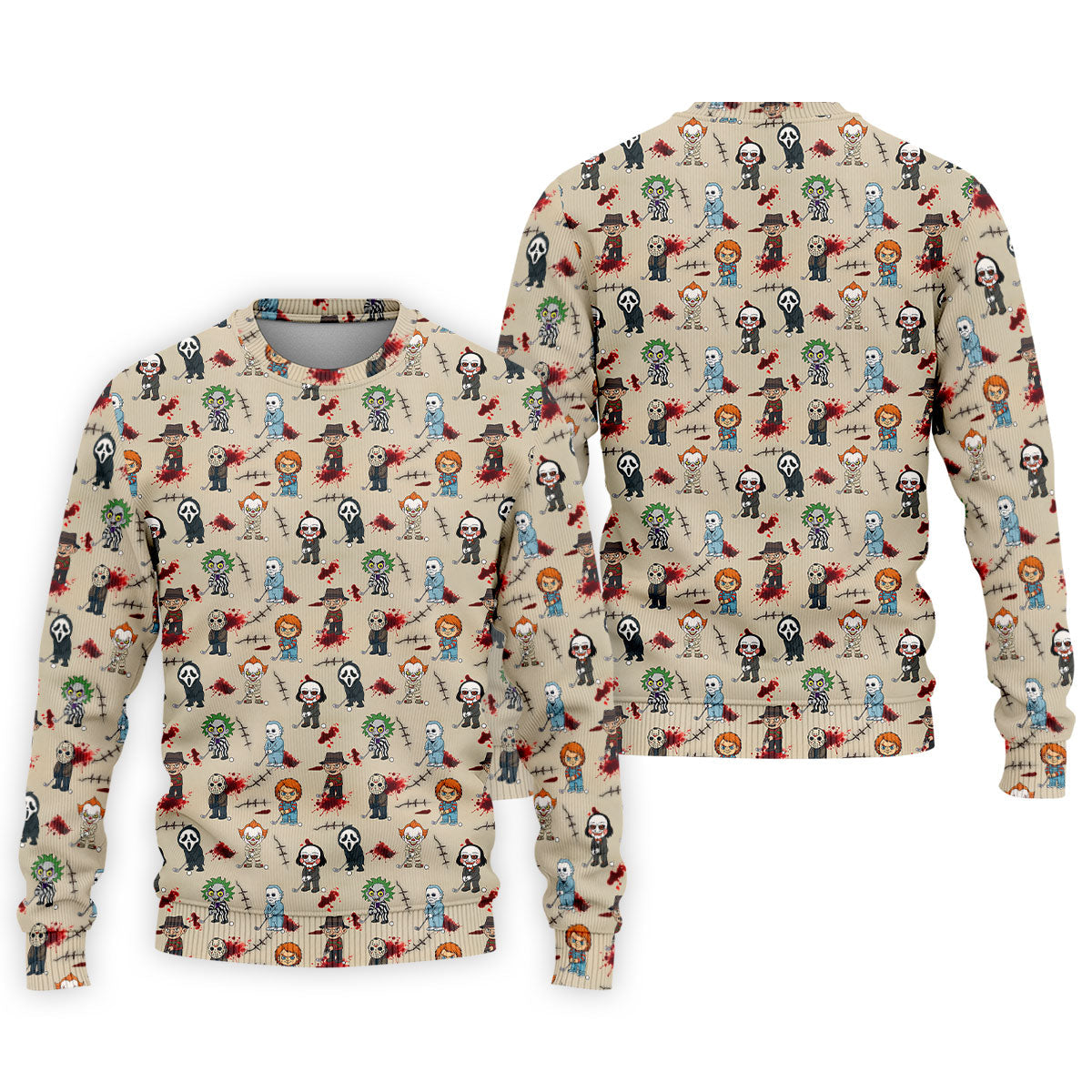 Cute Horror Character Golf Pattern Polo Shirt, Mens Golf Shirts, Hawaiian Golf Shirt