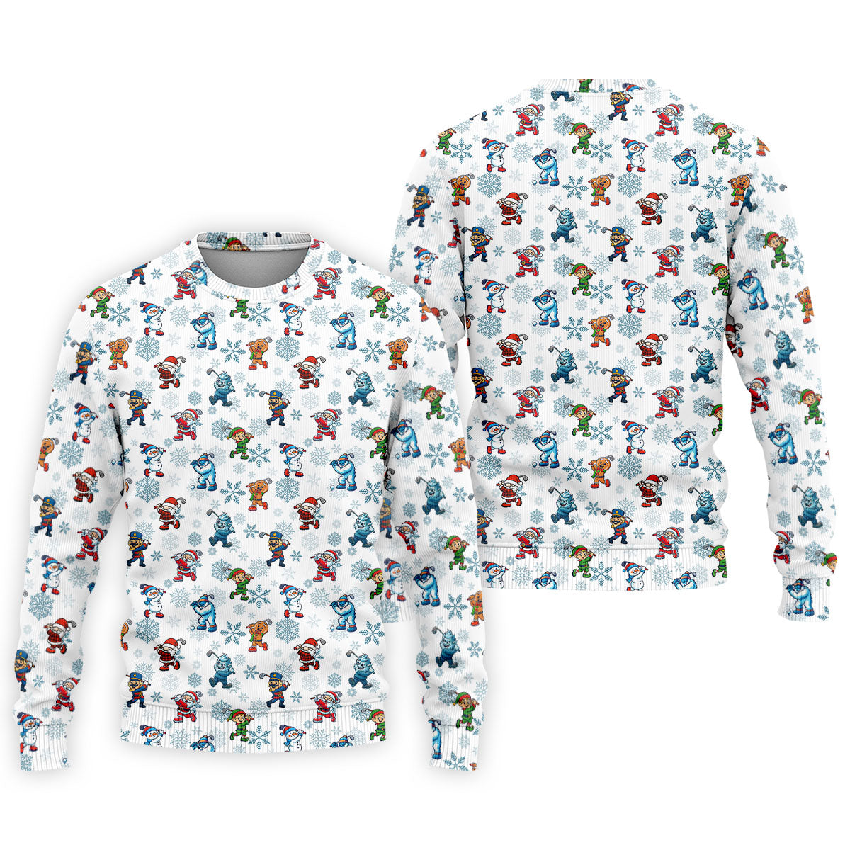 Christmas Characters Golf Pose Men's Funny Golf Shirts, Christmas Golf Shirt, Polo Shirts For Men