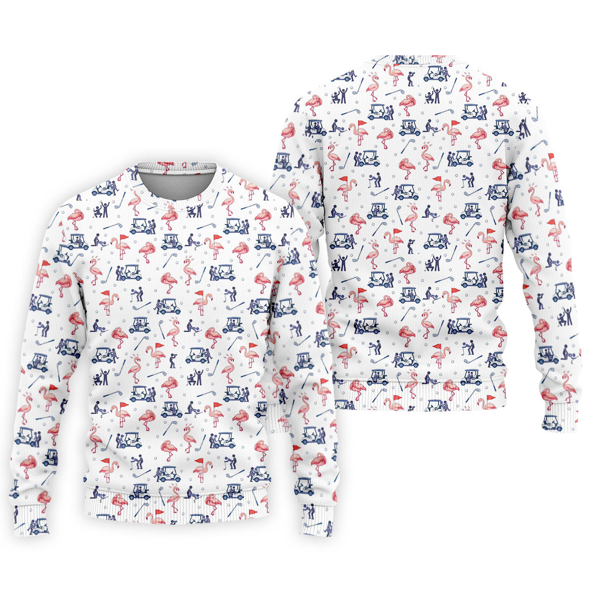 Flamingo Funny Golf Pattern Polo Shirt, Men's Golf Shirt, Golf Apparel For Men