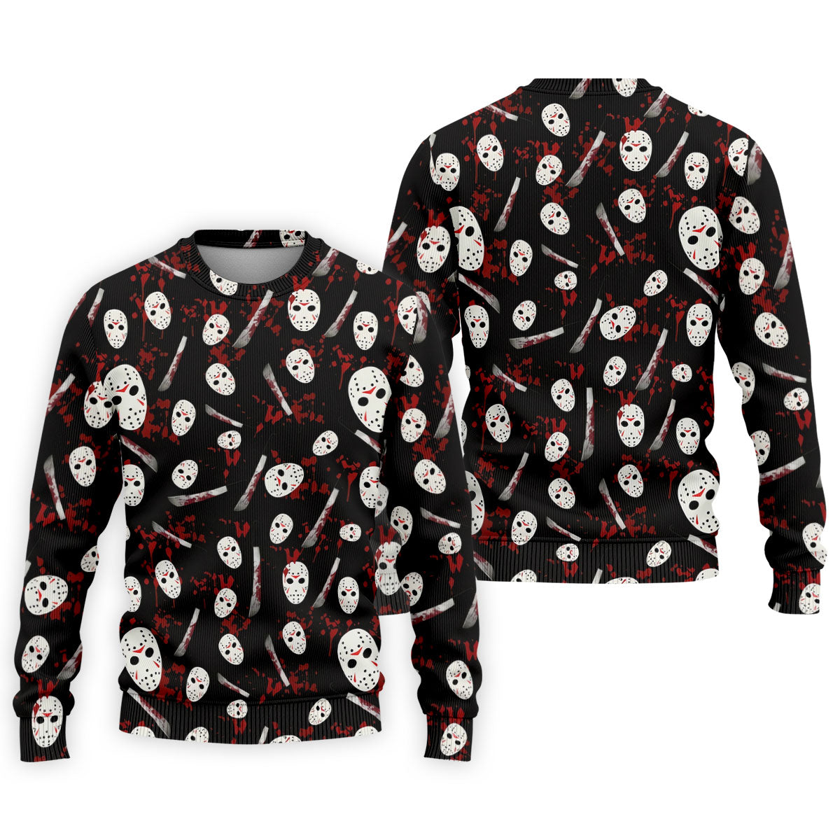 Hockey Mask Blood Pattern Halloween Golf Polo Shirt, Mens Golf Shirts, Printed Golf Shirts