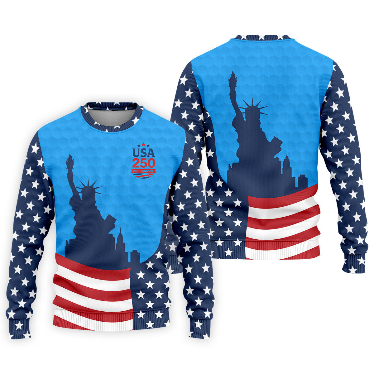 USA 250 Anniversary Statue Of Liberty Blue Golf Shirt, Patriotic Golf Shirt, 4th Of July Golf Shirts For Men