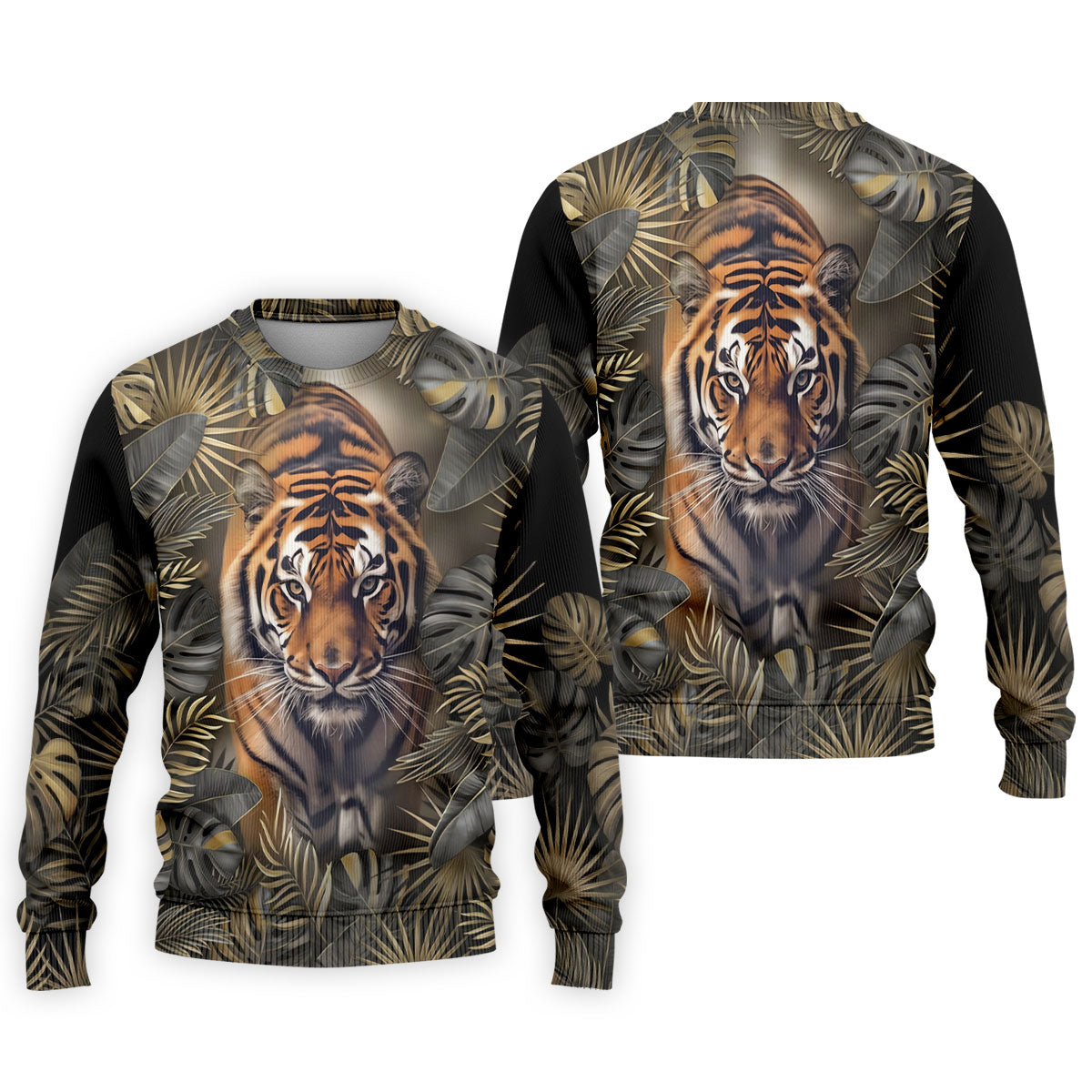 Majestic Tiger Tropical Golf Polo Shirt, Men's Golf Shirt, Golf Polo Shirts For Men