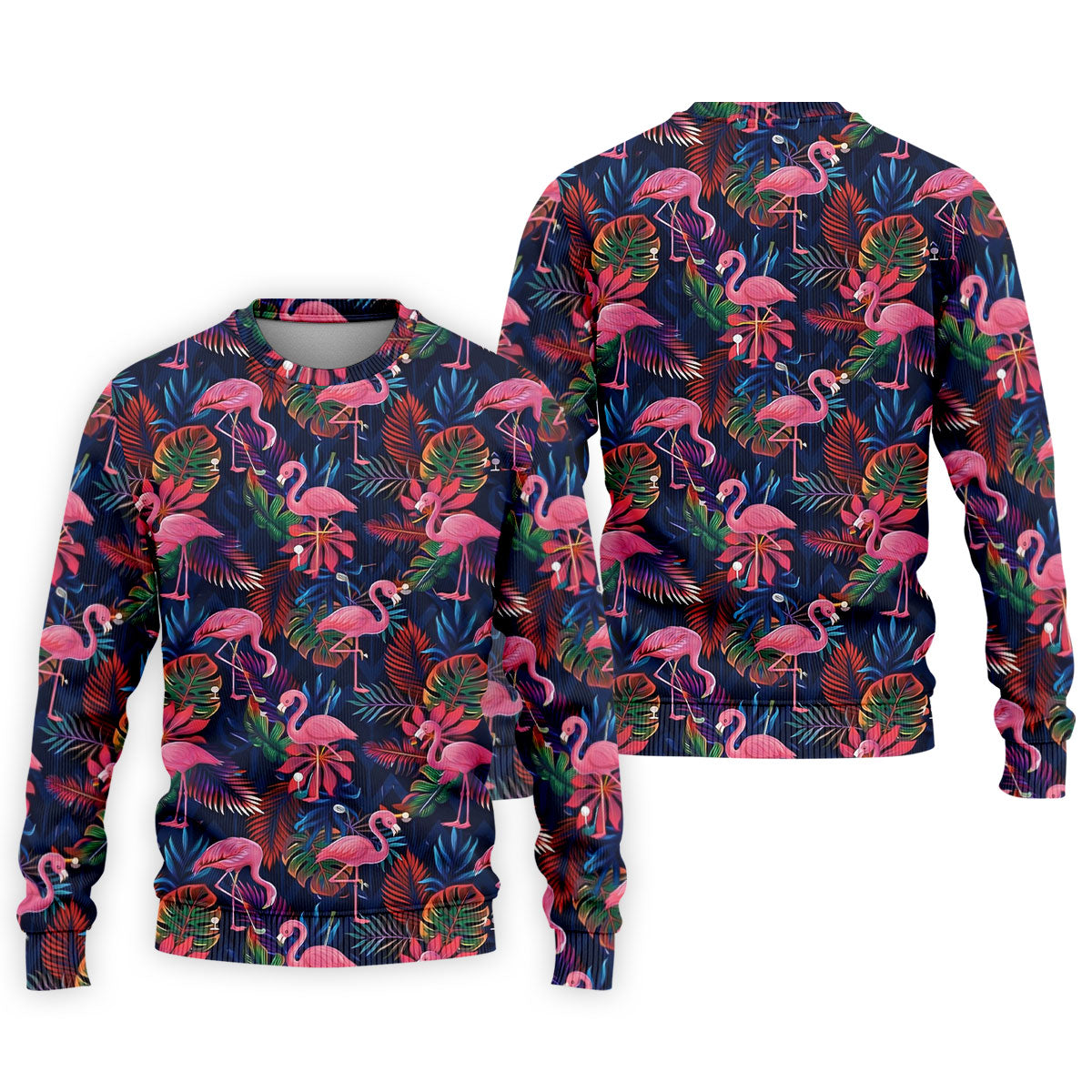 Dark Tropical Pink Flamingo Pattern Golf Shirt, Mens Polo Shirts, Hawaiian Golf Shirt, Printed Golf Shirts