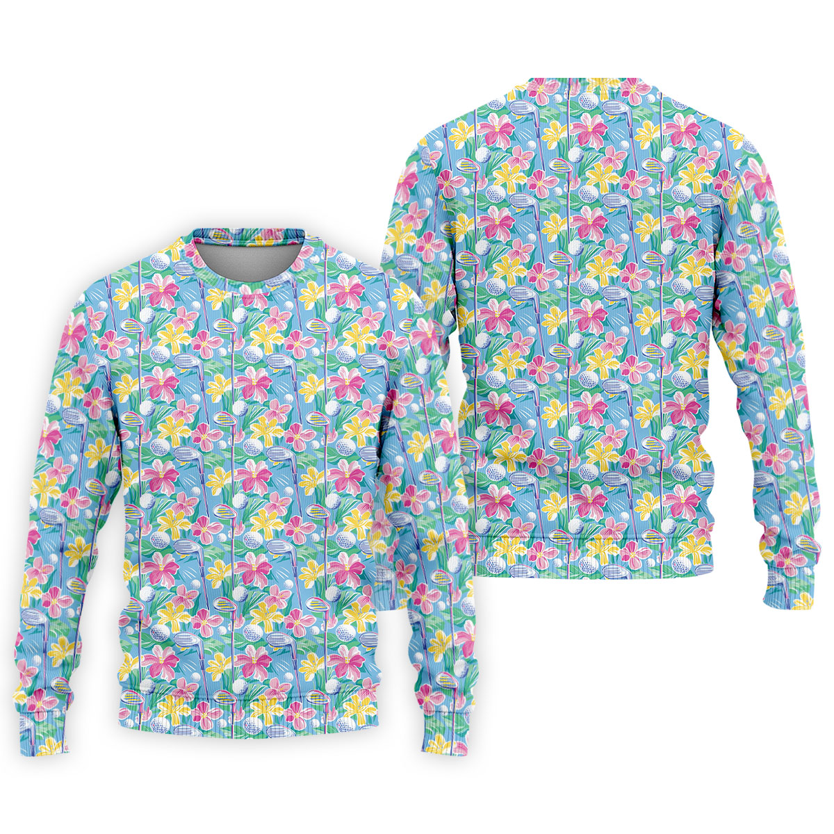 Tropical Floral Golf Clubs Hawaiian Golf Polo Shirt, Men's Golf Shirt, Golf Apparel For Men