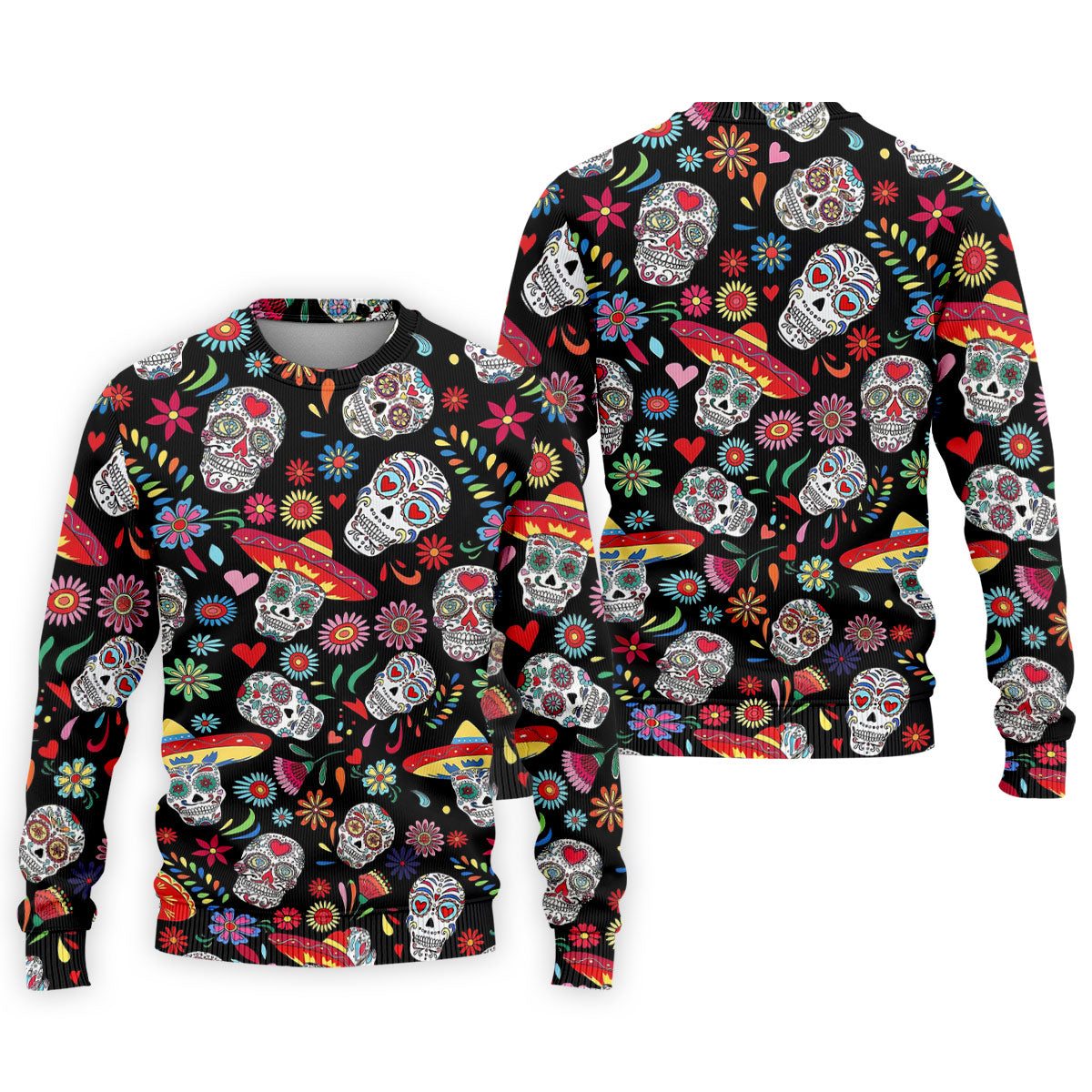 Day Of The Dead FLoral Sugar Skull Cinco De Mayo Celebration Fiesta Themed Golf Shirts For Men