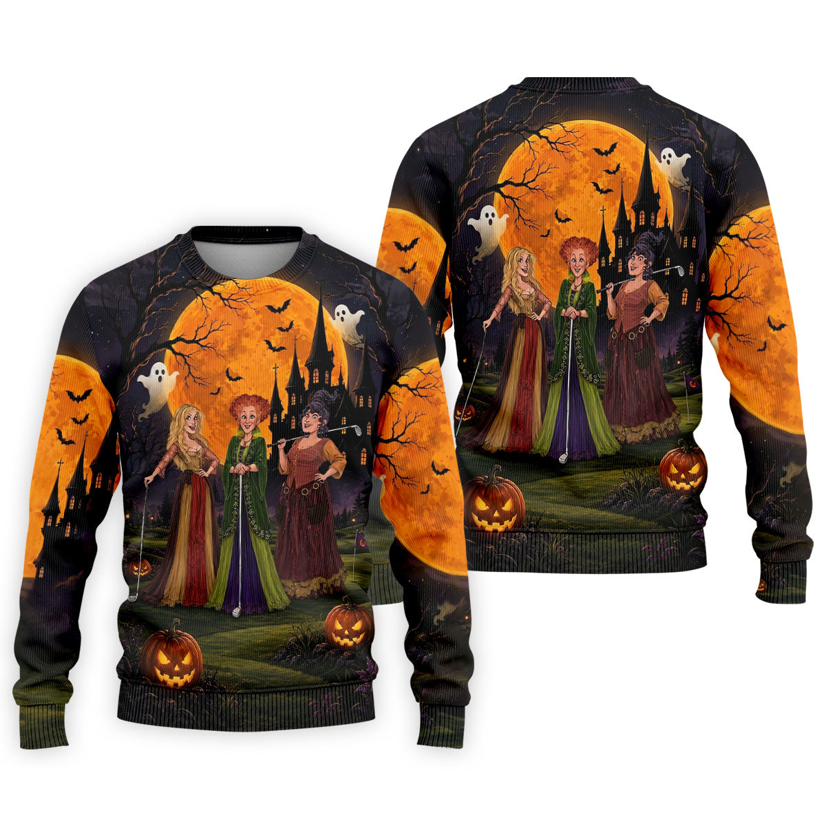Three Witches Horror Character Golf Polo Shirt, Halloween Shirt, Golf Shirts For Men